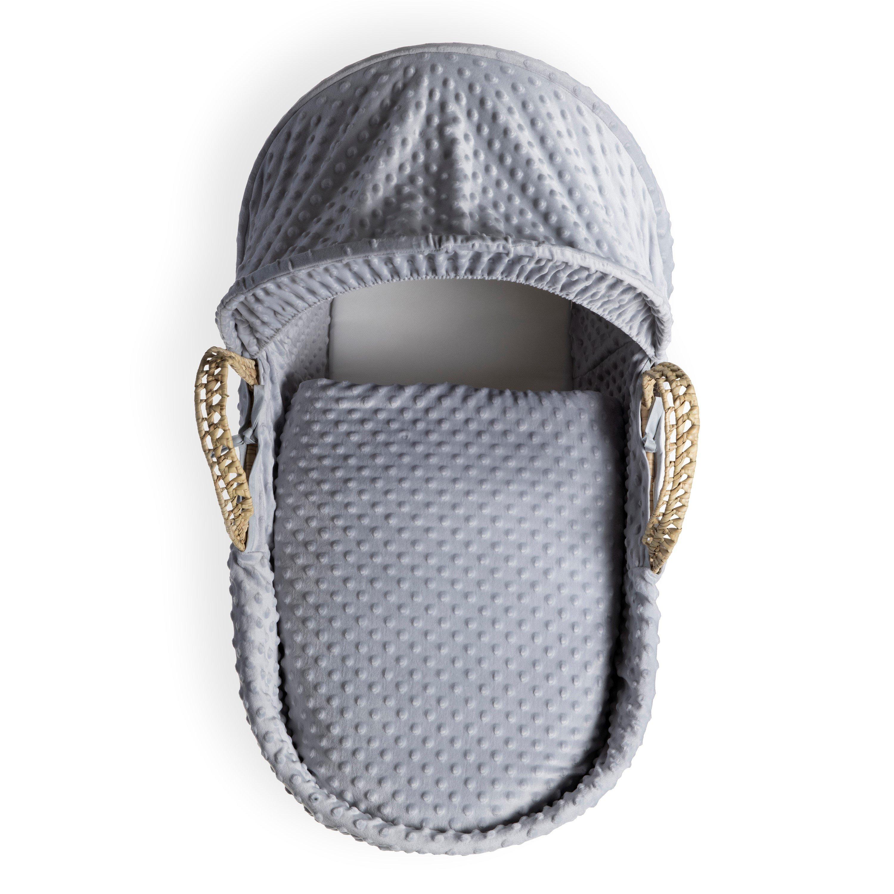 Grey/Natural - Clair De Lune - Clair de Lune Dimple Palm Moses Basket With Stand - 4