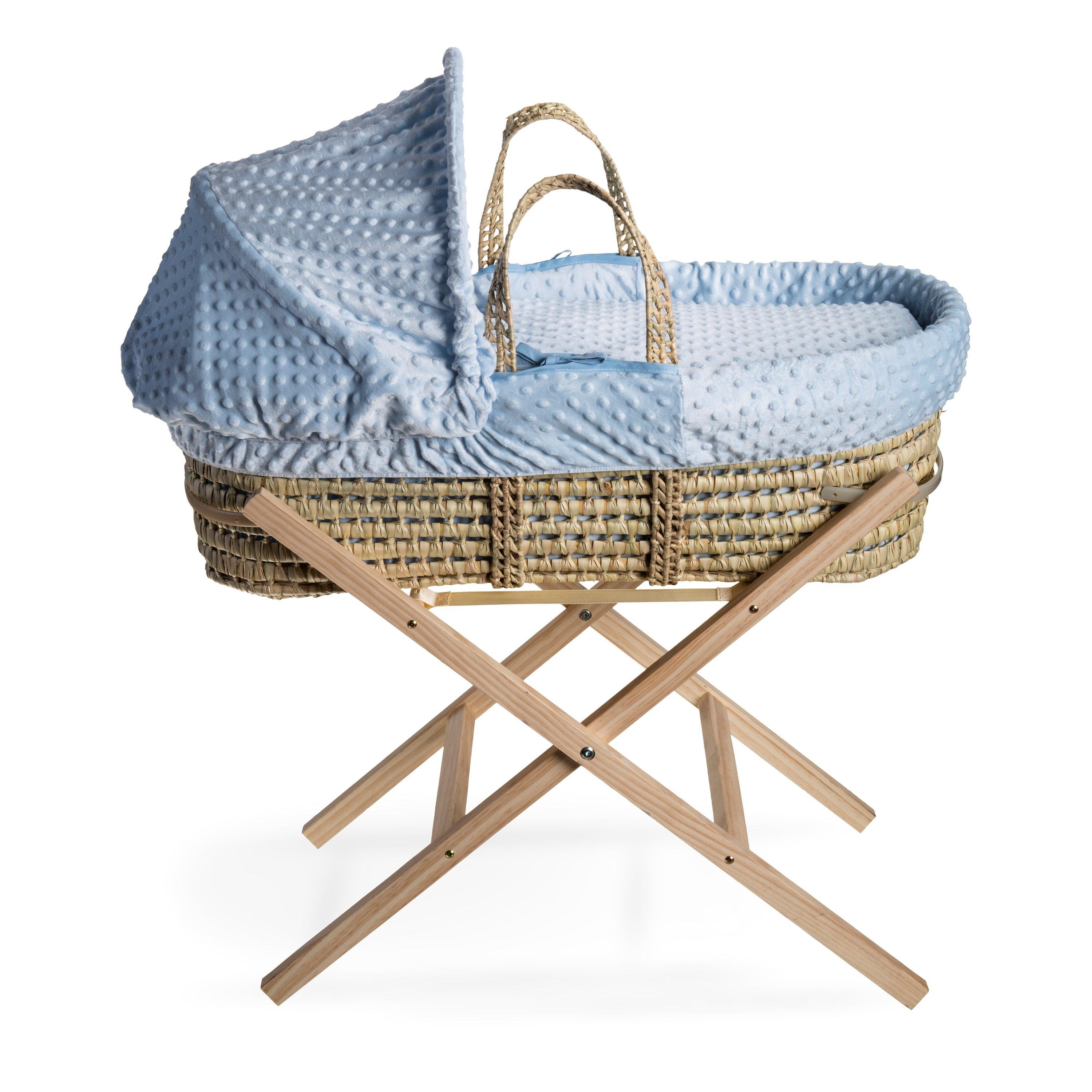Clair de Lune Dimple Palm Moses Basket With Stand