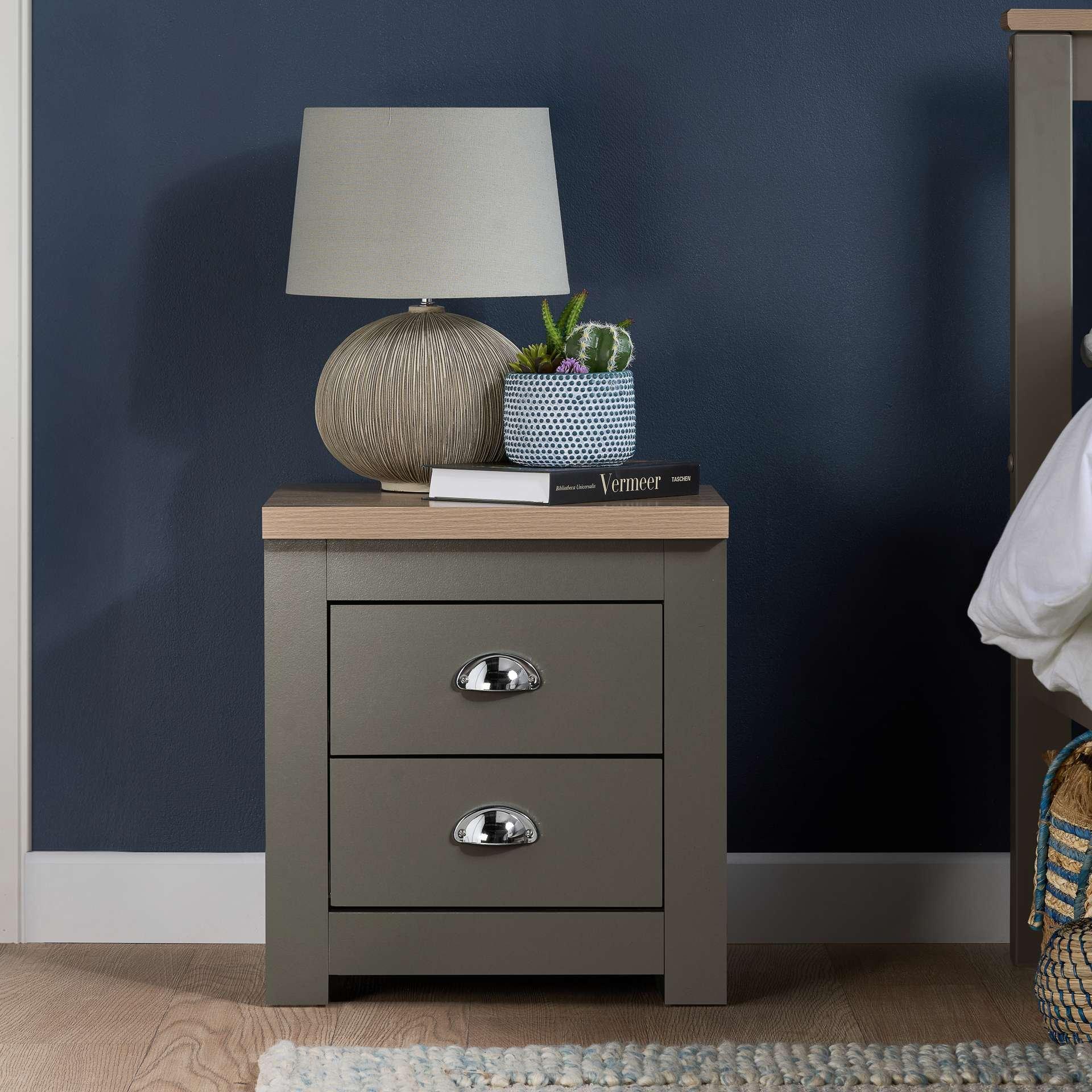 Grey - Birlea - Highgate 2 Drawer Bedside - 1