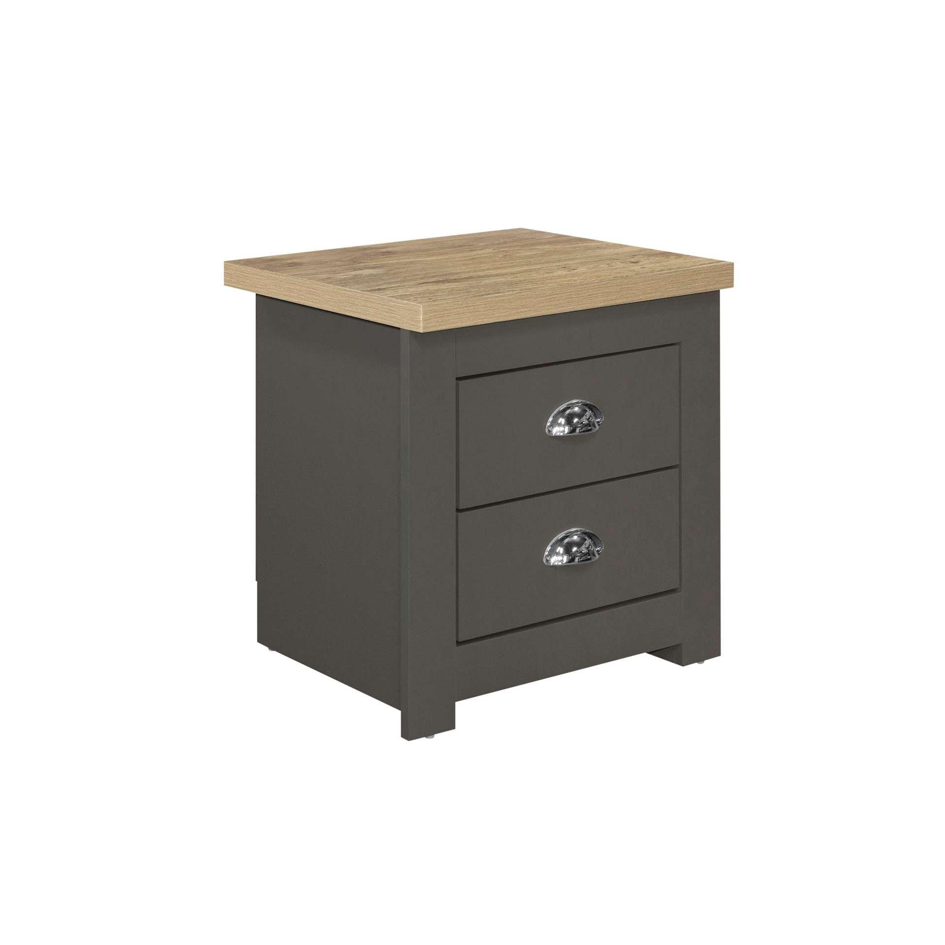 Grey - Birlea - Highgate 2 Drawer Bedside - 3