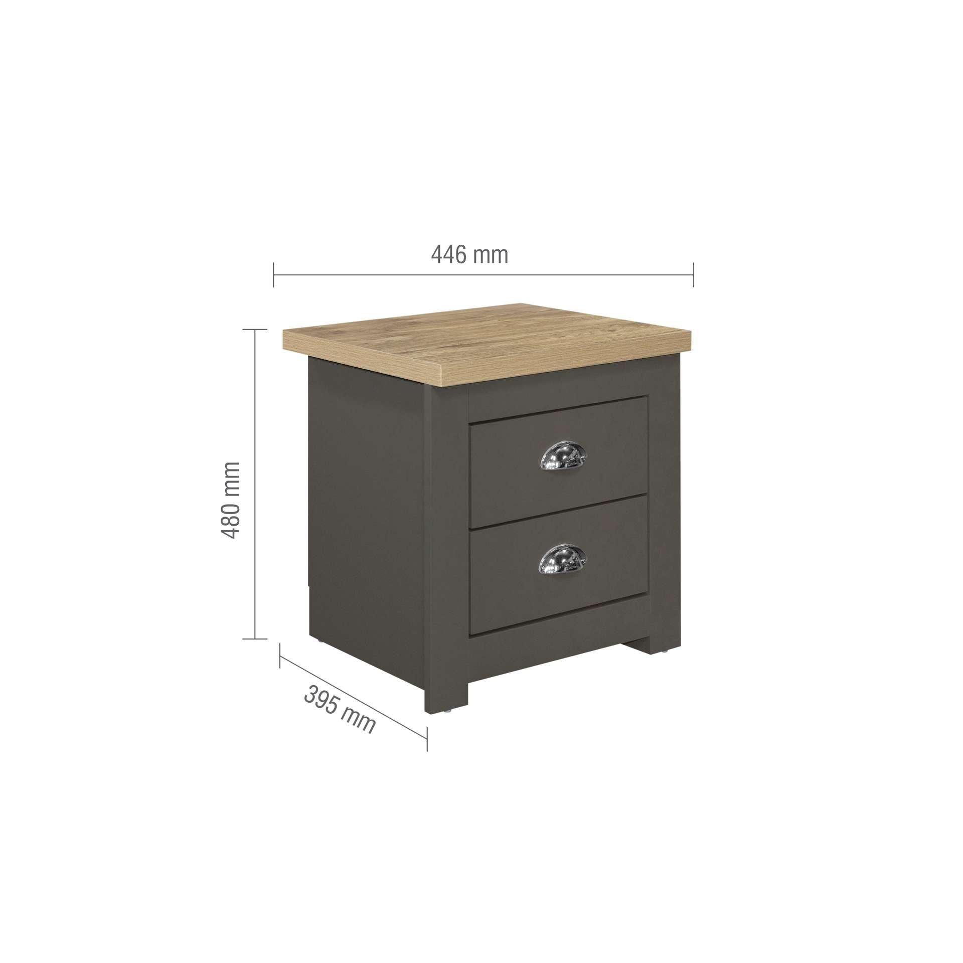 Grey - Birlea - Highgate 2 Drawer Bedside - 7