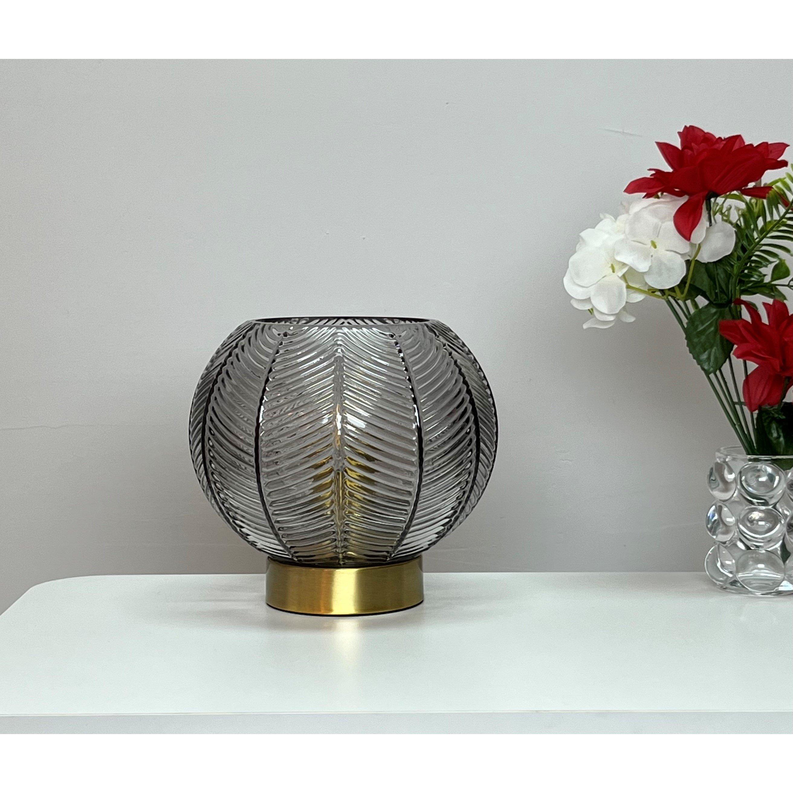 K Living  Leaves Y Glass Table Lamp Smoke