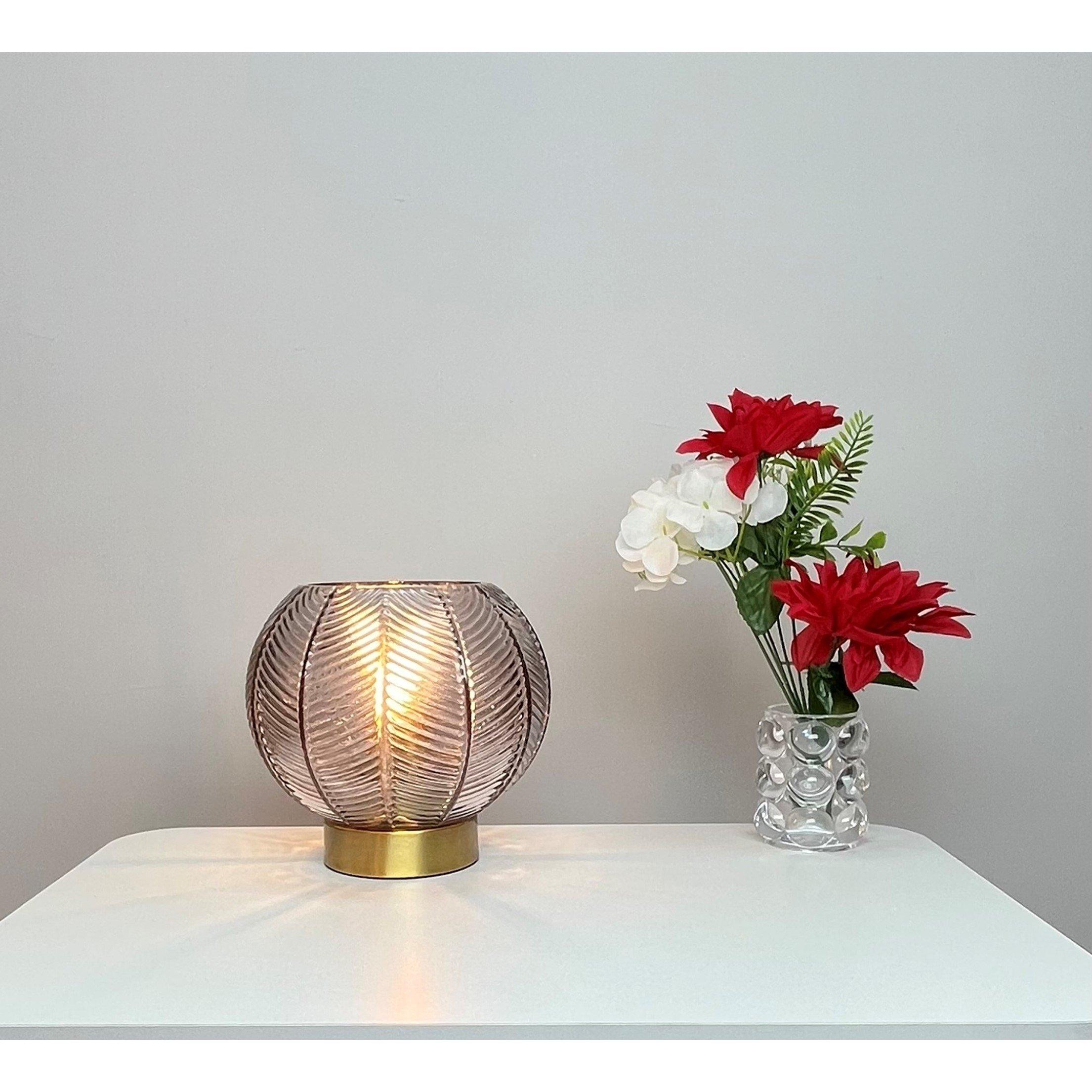 Smoke - K Living - Leaves Smokey Glass Table Lamp - 2