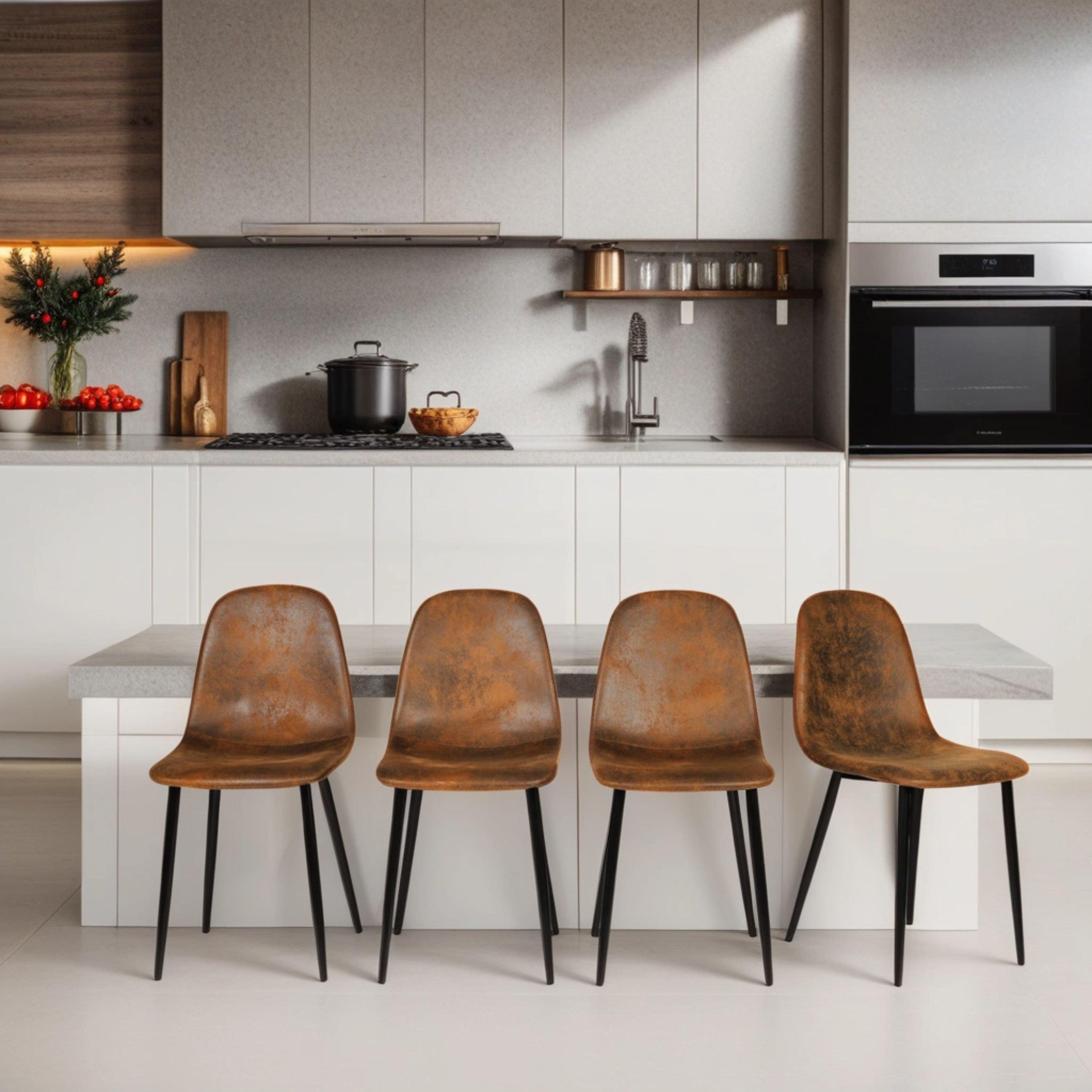 Brown - Urban Meuble - Set of 4 Industrial Vintage Dining Chair - 1