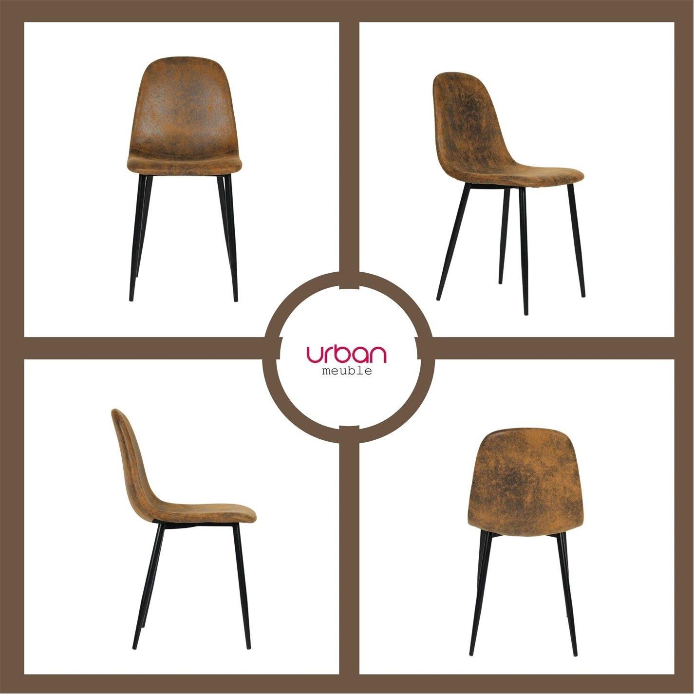 Brown - Urban Meuble - Set of 4 Industrial Vintage Dining Chair - 5