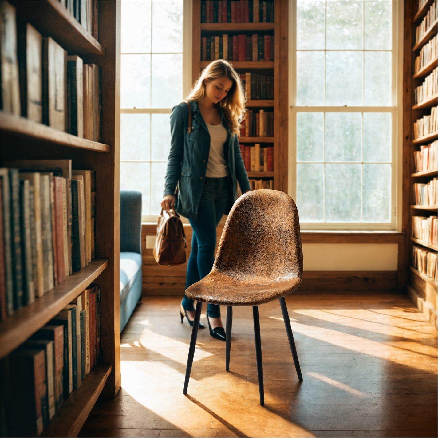 Brown - Urban Meuble - Set of 4 Industrial Vintage Dining Chair - 6