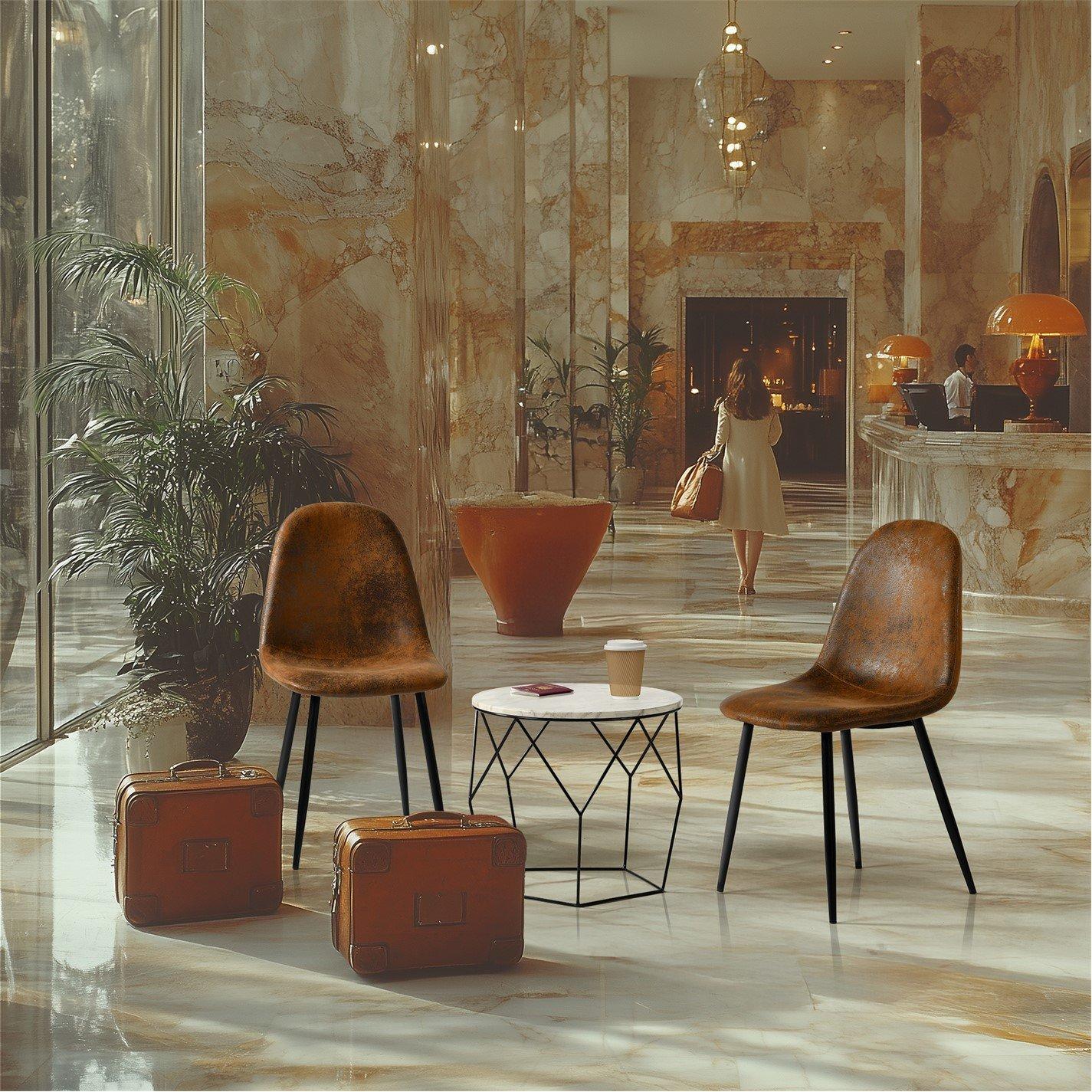 Brown - Urban Meuble - Set of 4 Industrial Vintage Dining Chair - 7