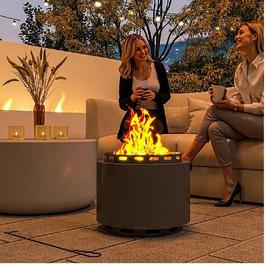 Outsunny Smokeless 48.5cm Portable Firepit with Poker