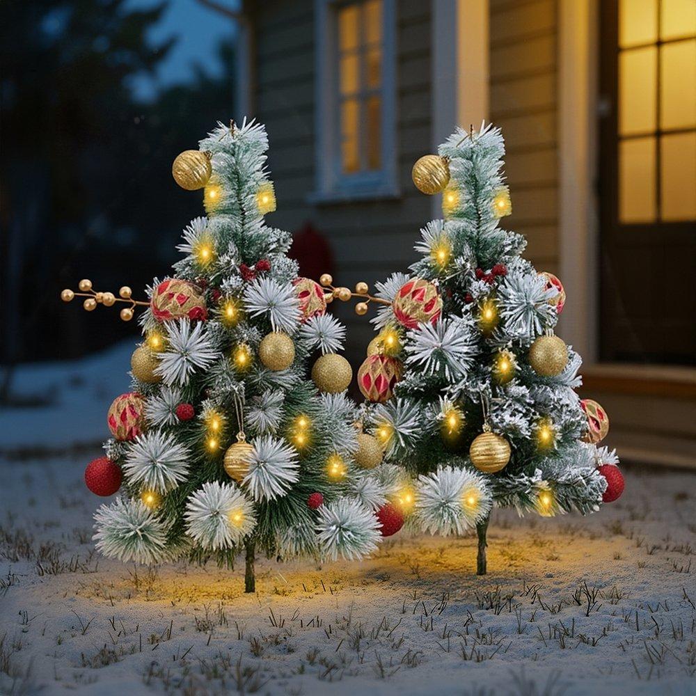 Green - LIFE IDEAS - Christmas Tree Ground Stake with Light and Timer - 1