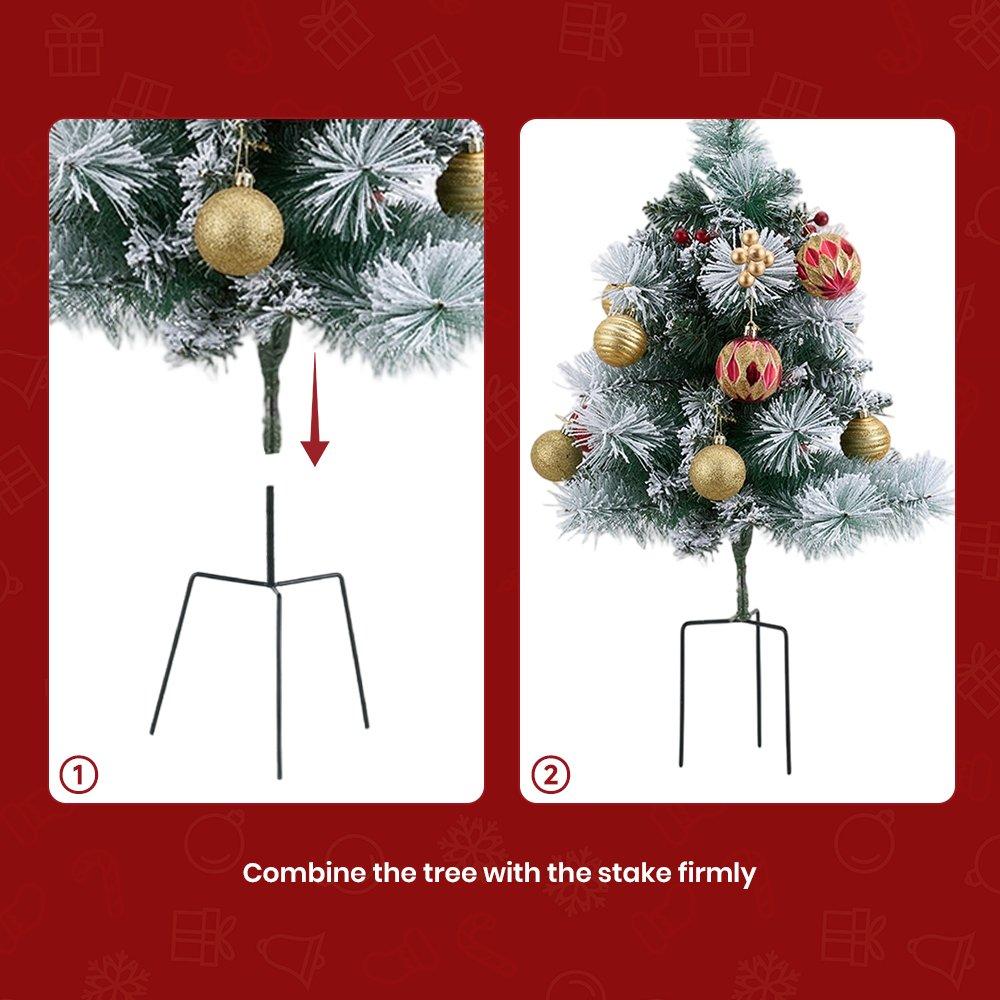 Green - LIFE IDEAS - Christmas Tree Ground Stake with Light and Timer - 8