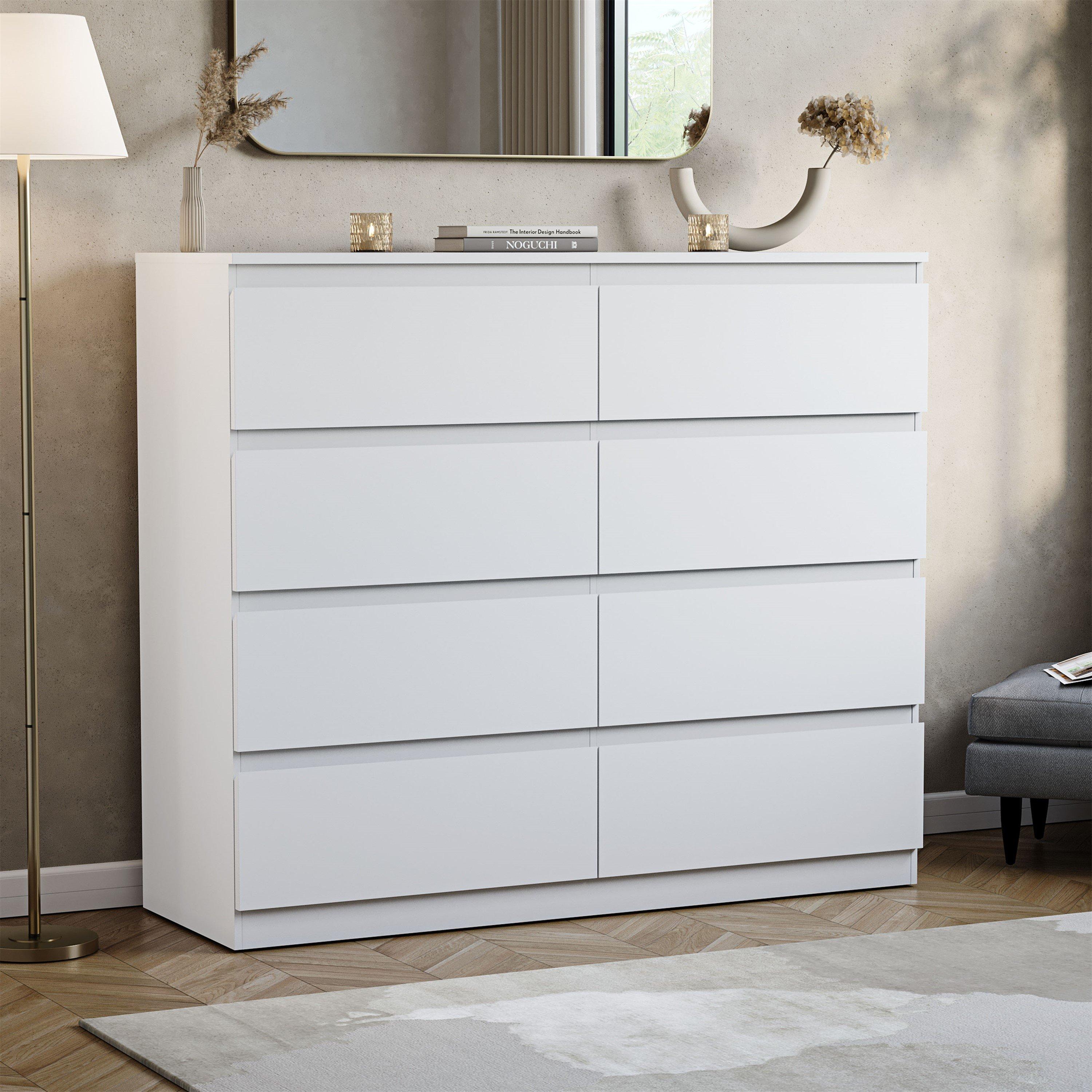 Lassic  Vida Designs Denver 8 Drawer Chest - White - 8 Drawer