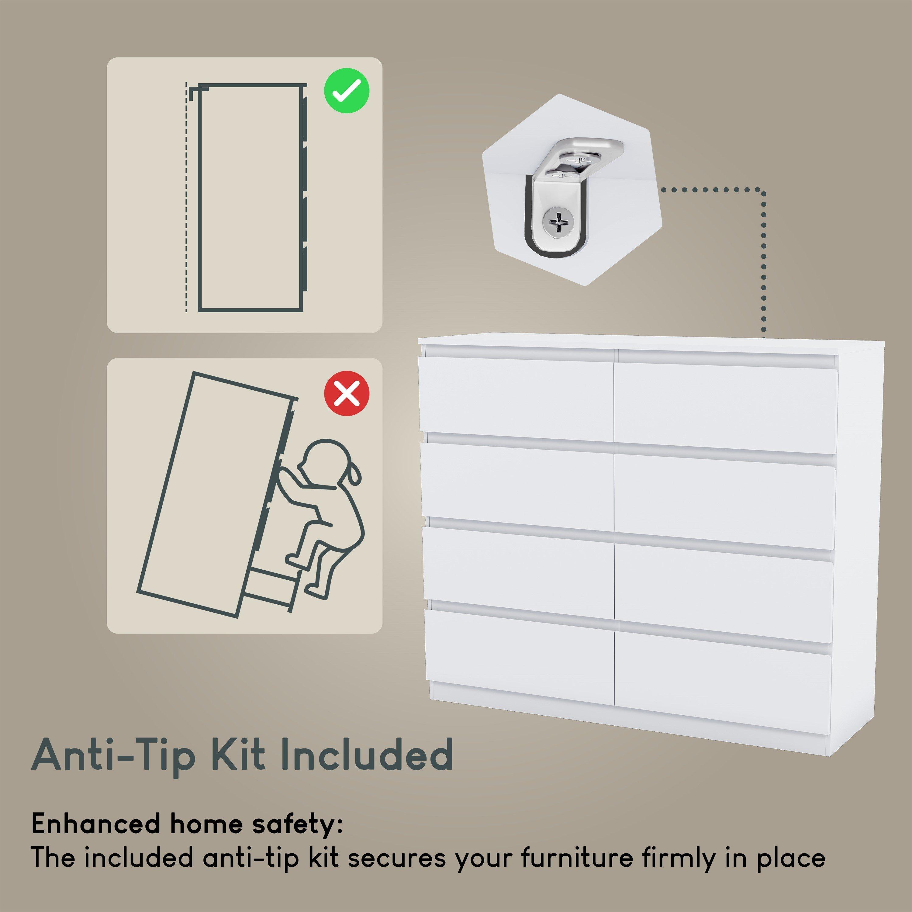 White - Lassic - Vida Designs Denver 8 Drawer Chest - 8