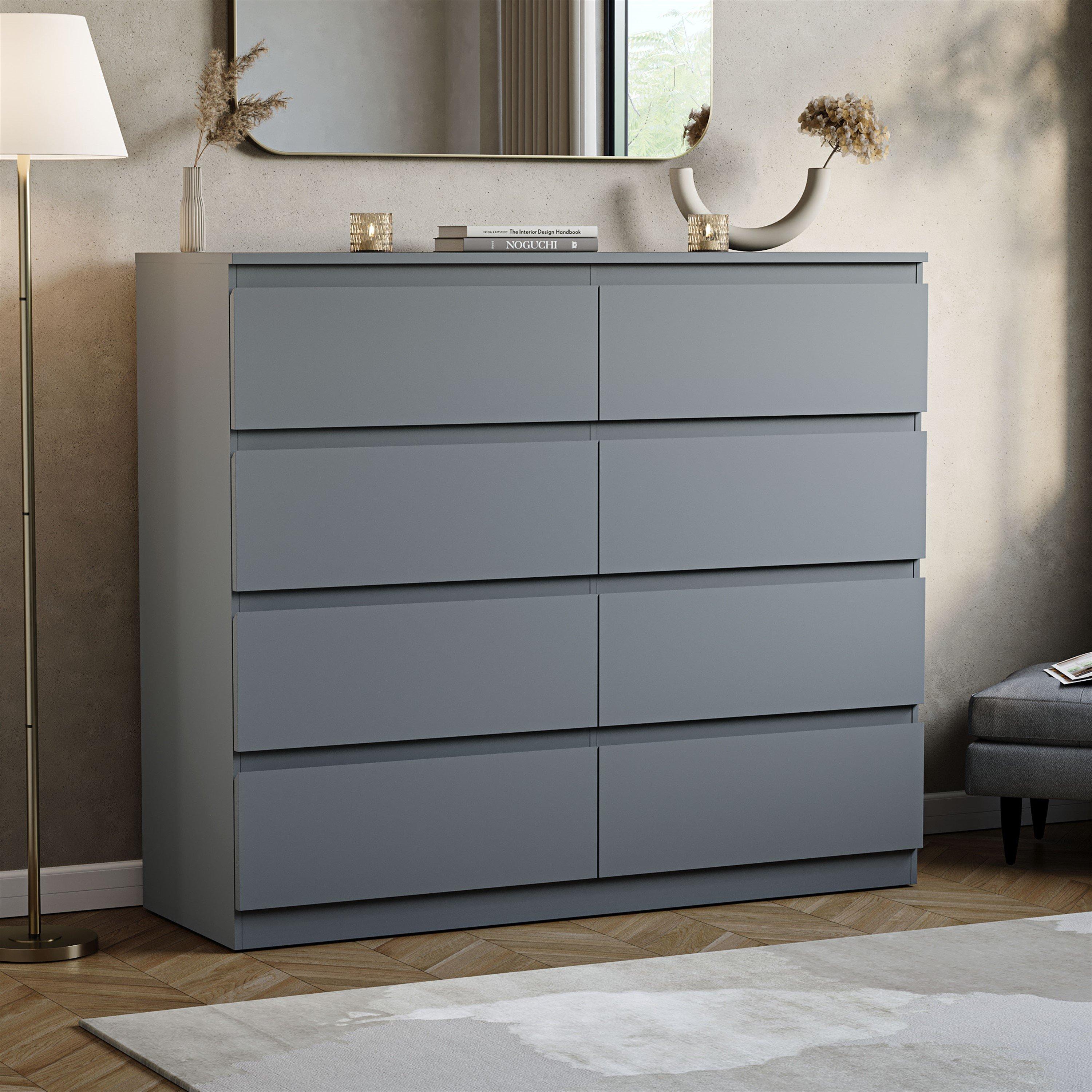 Lassic  Vida Designs Denver 8 Drawer Chest - Grey - 8 Drawer