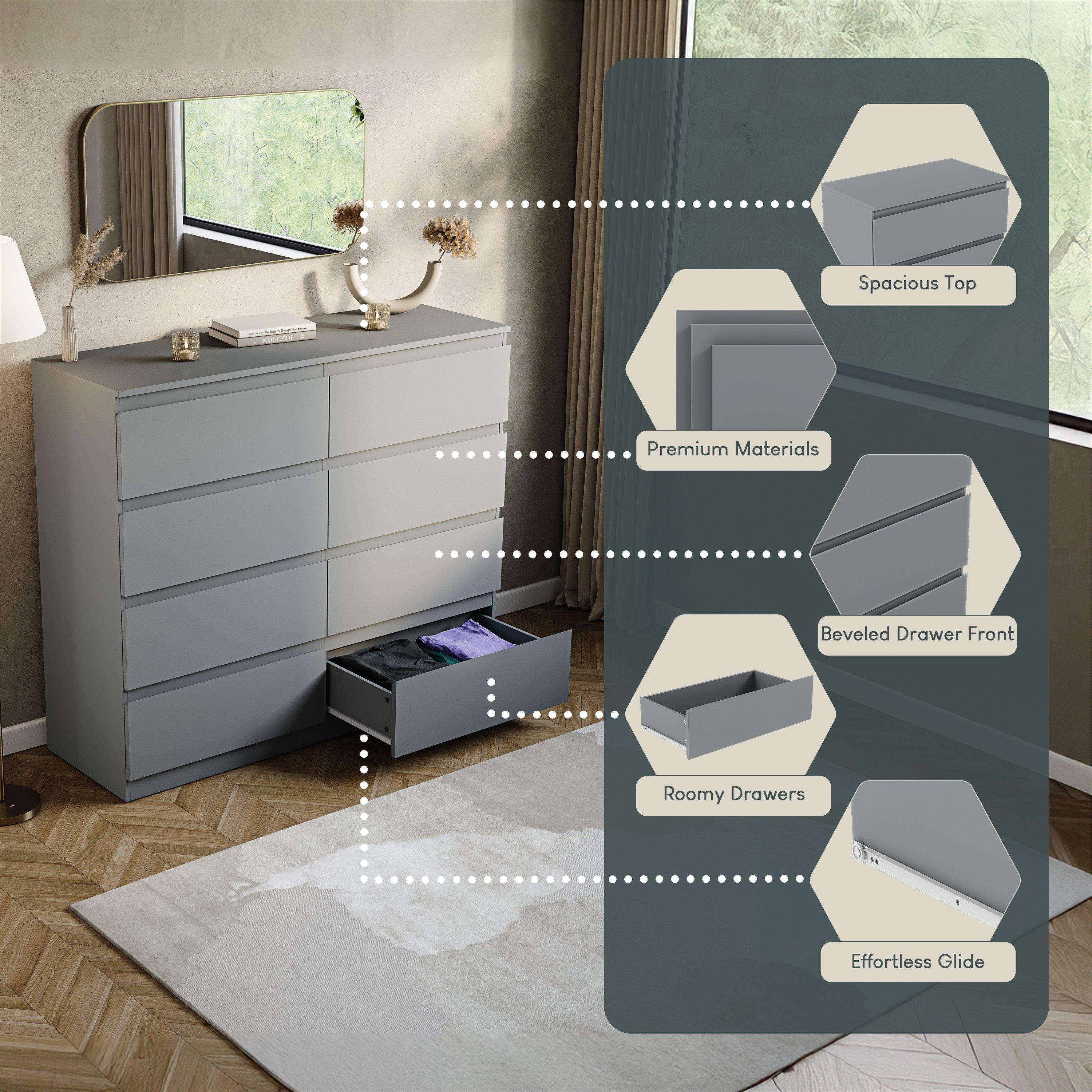 Grey - Lassic - Vida Designs Denver 8 Drawer Chest - 7