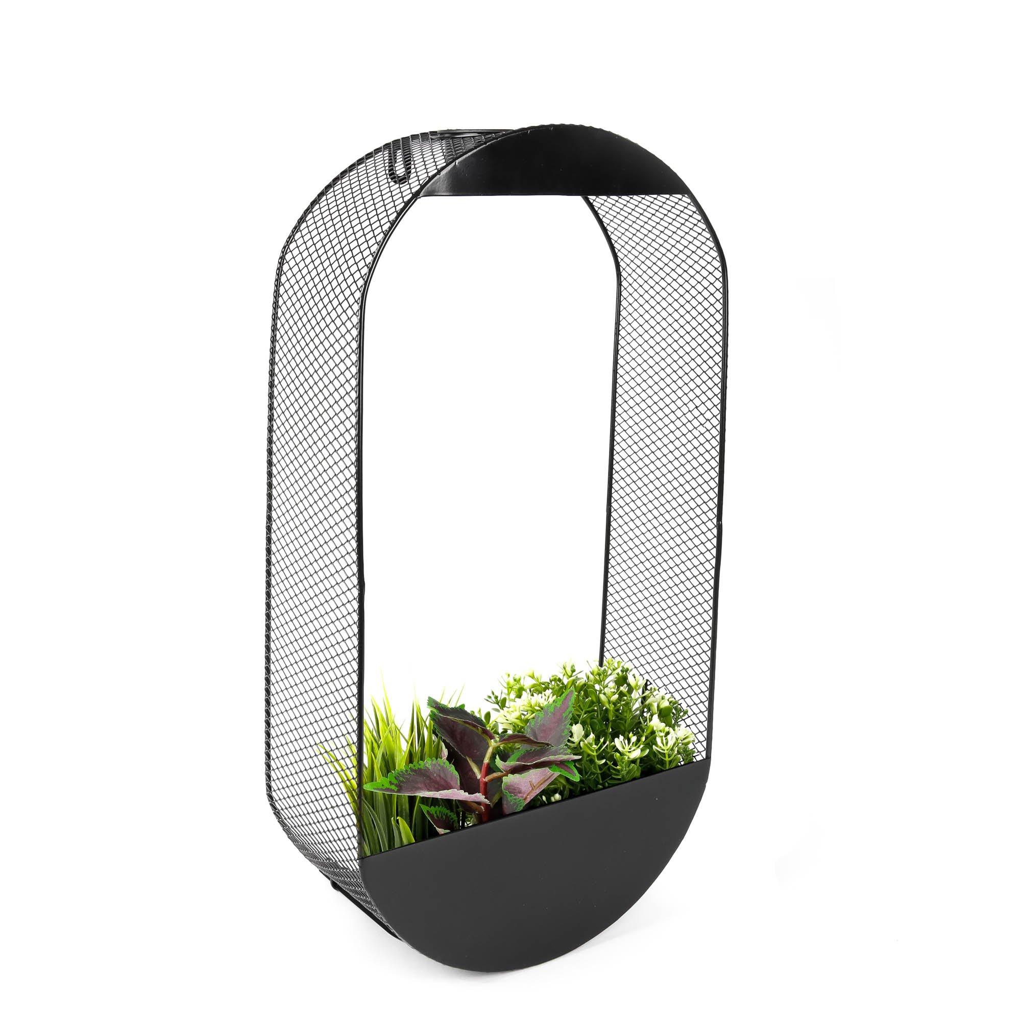 Black - Streetwize - Oval Solar Wall Planter - 2