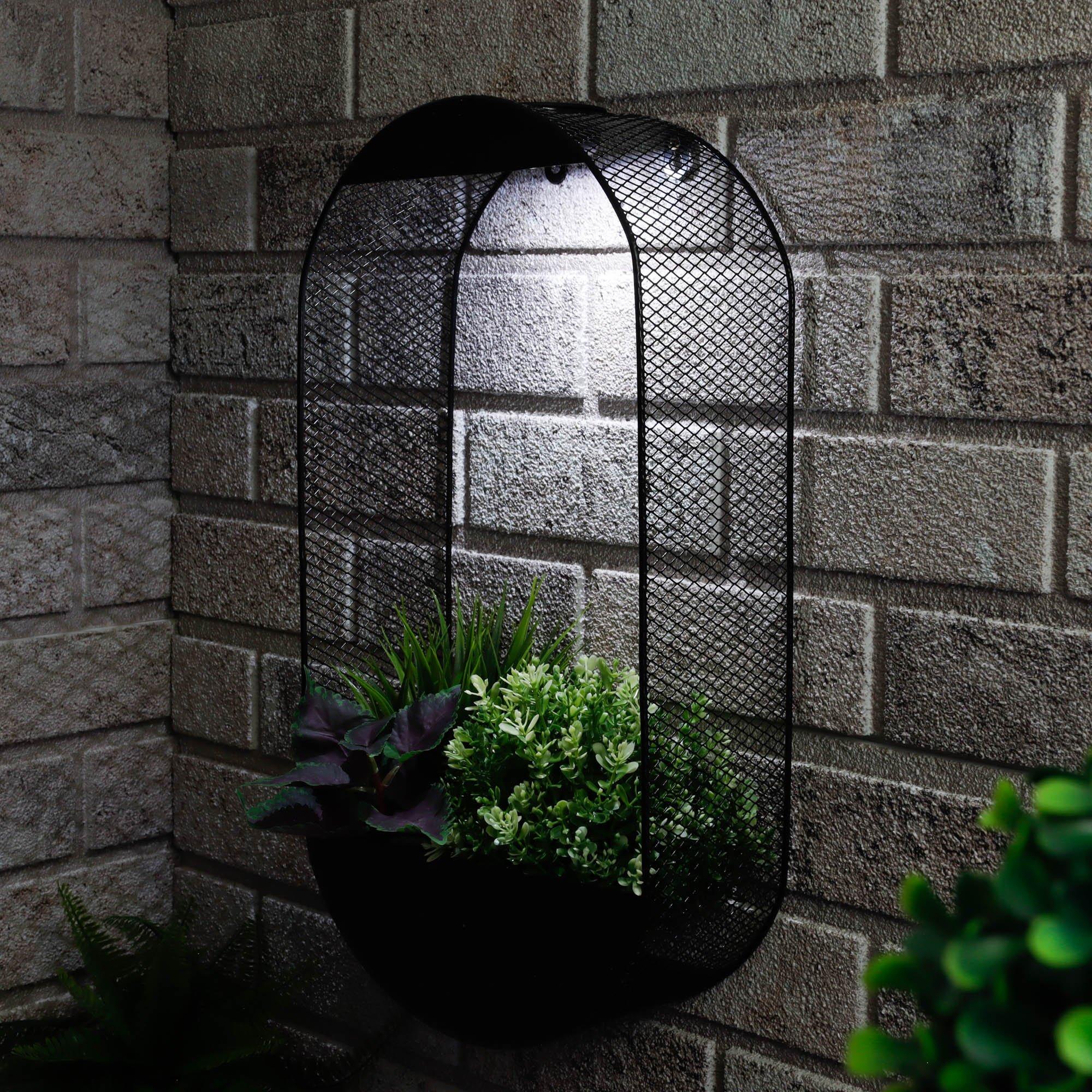 Black - Streetwize - Oval Solar Wall Planter - 3
