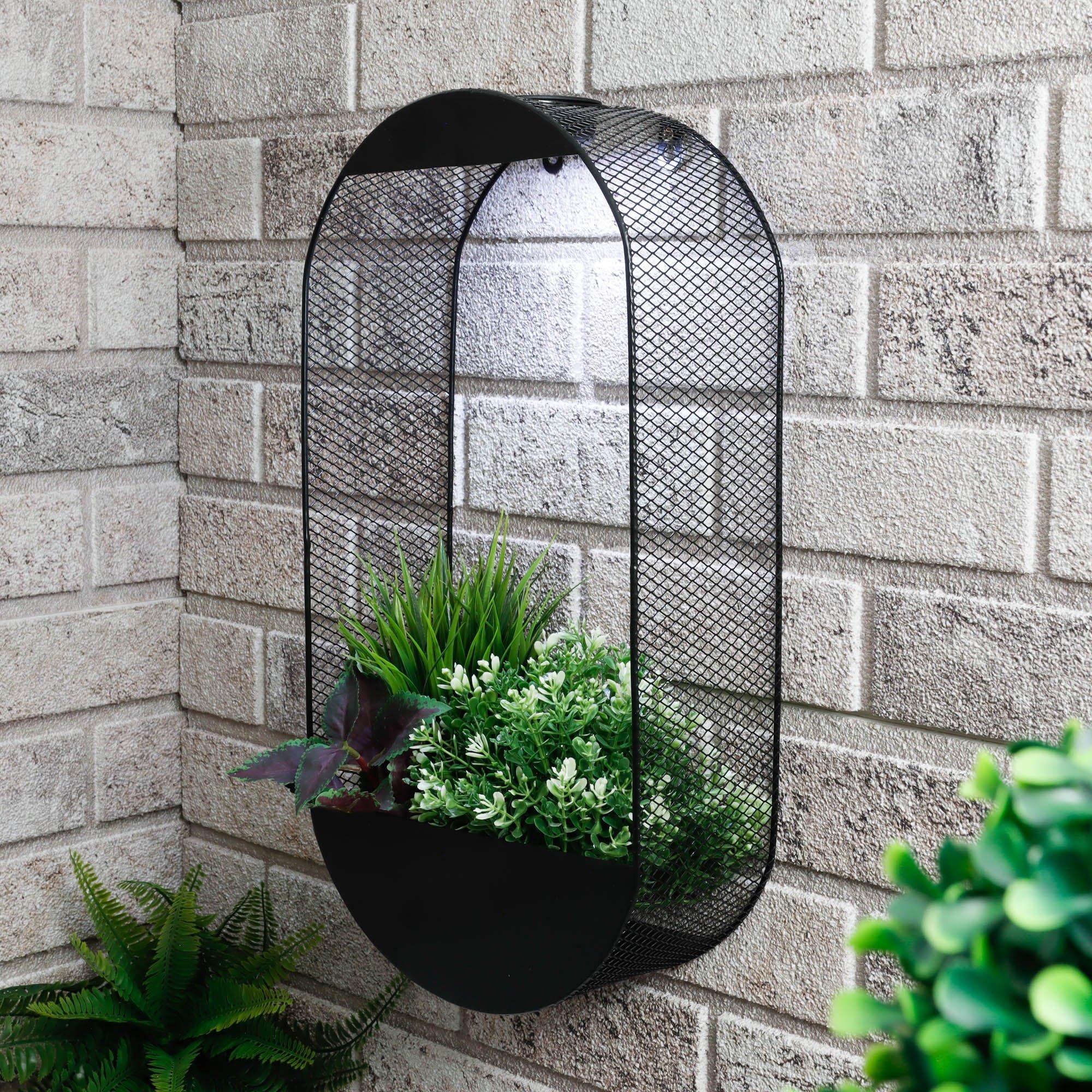 Black - Streetwize - Oval Solar Wall Planter - 4