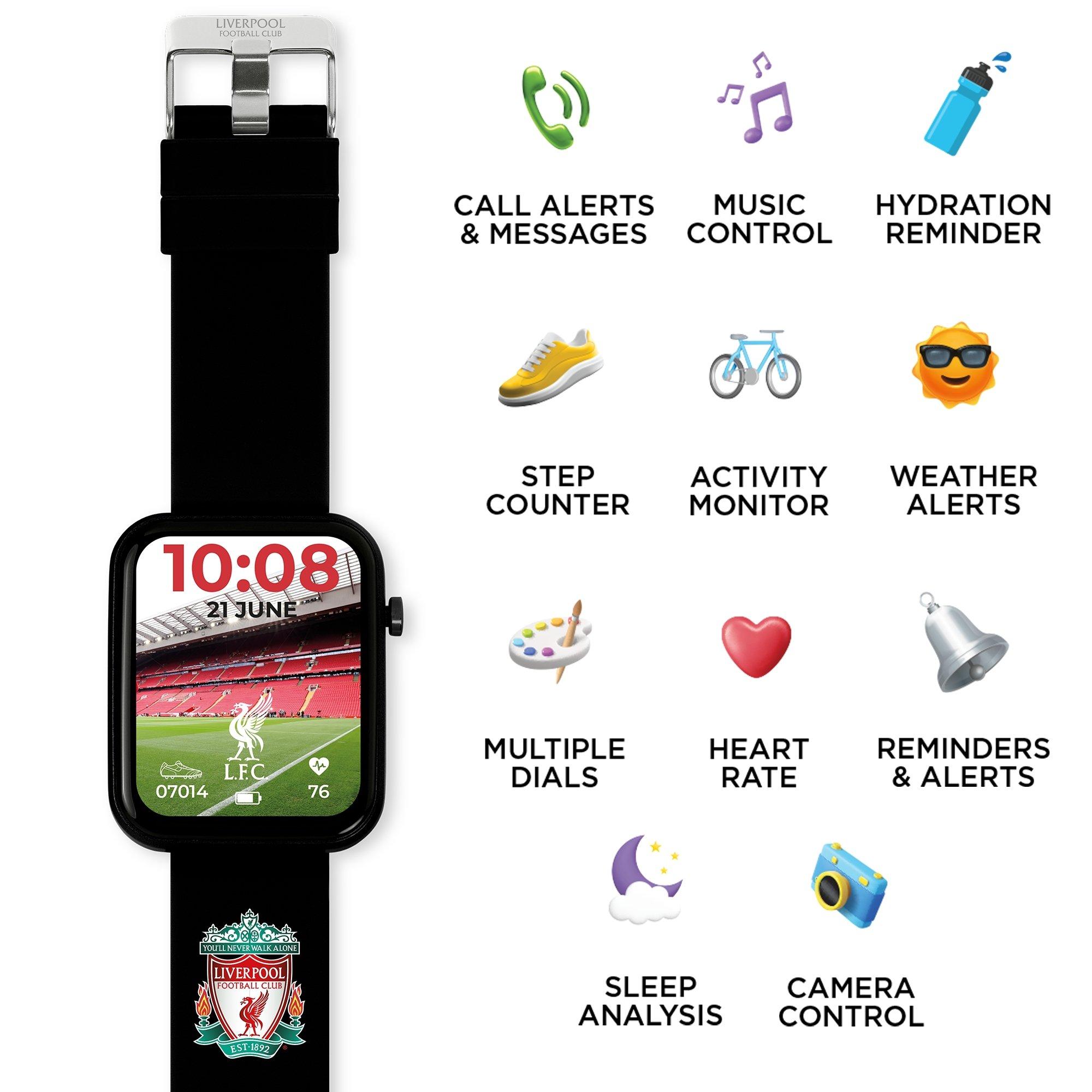 Black - Liverpool FC - Liverpool FC Black Printed Strap Smart Watch - 5