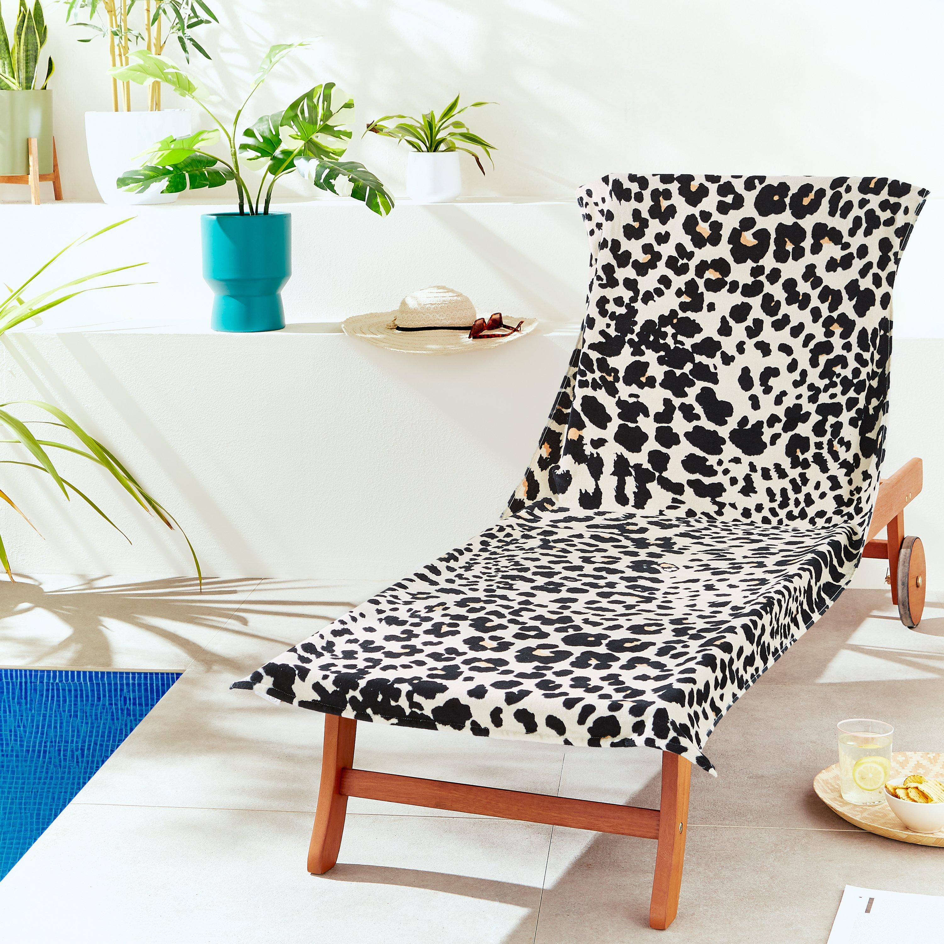 Natural - Catherine Lansfield - Leopard Cotton Beach Sun Lounger Towel - 1