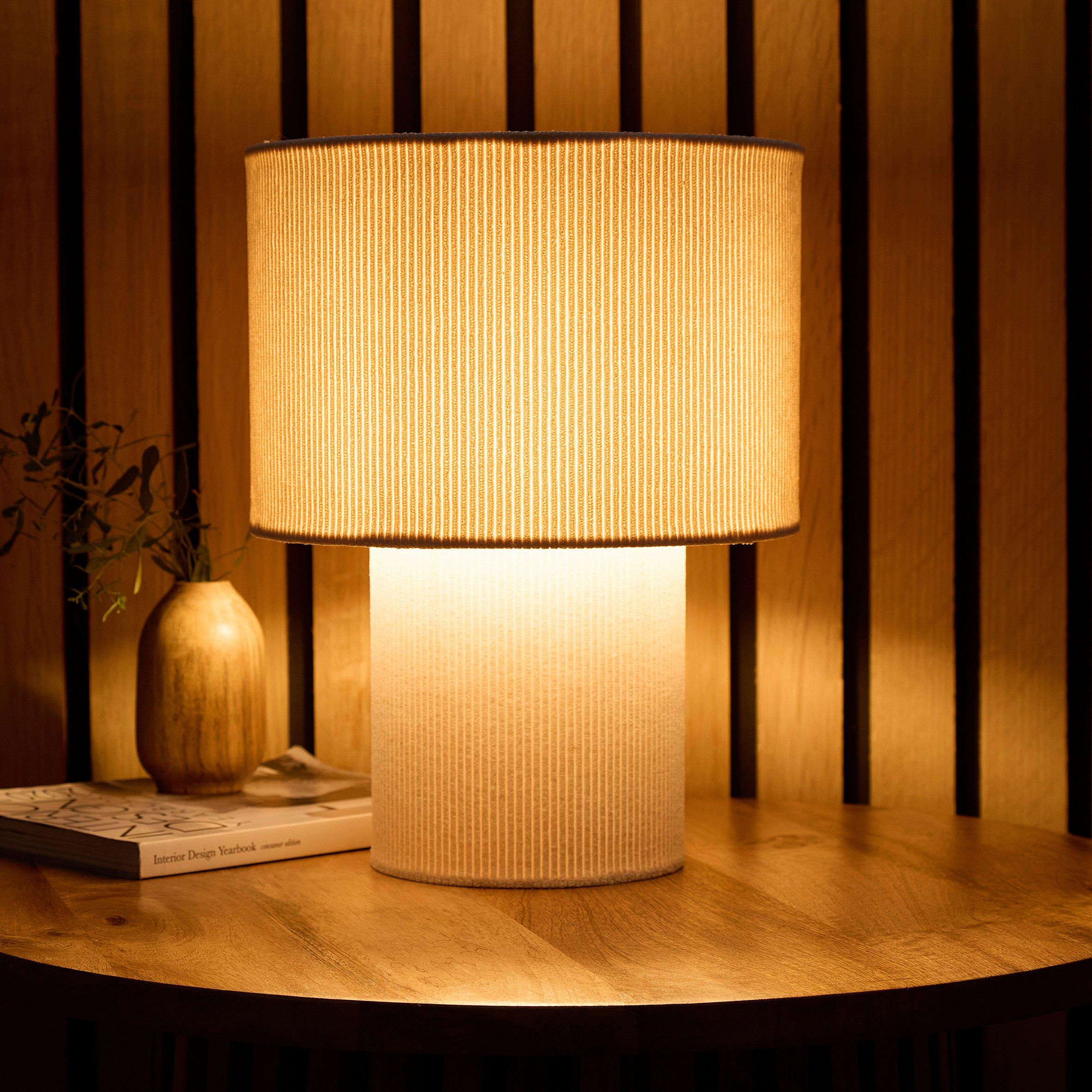 Ivory - K Living - Tokyo Ivory Velvet Stripe Table Lamp - 2
