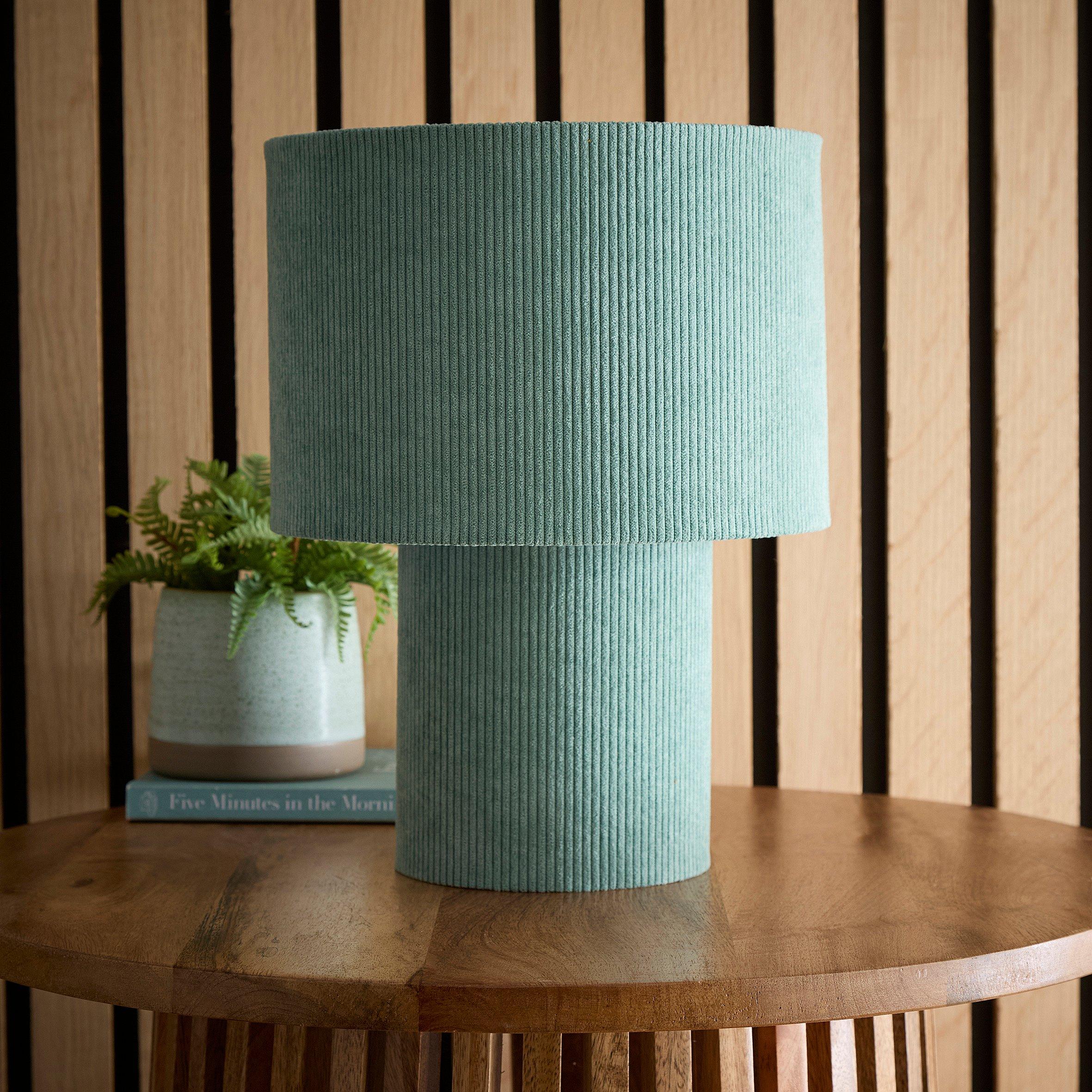 Green - K Living - Tokyo Green Velvet Stripe Table Lamp - 1