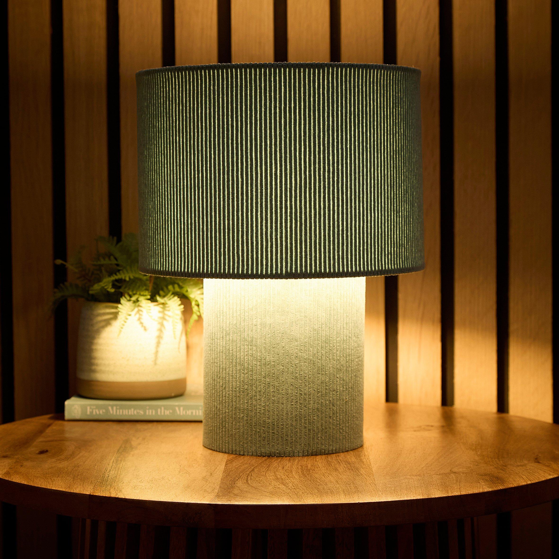Green - K Living - Tokyo Green Velvet Stripe Table Lamp - 2