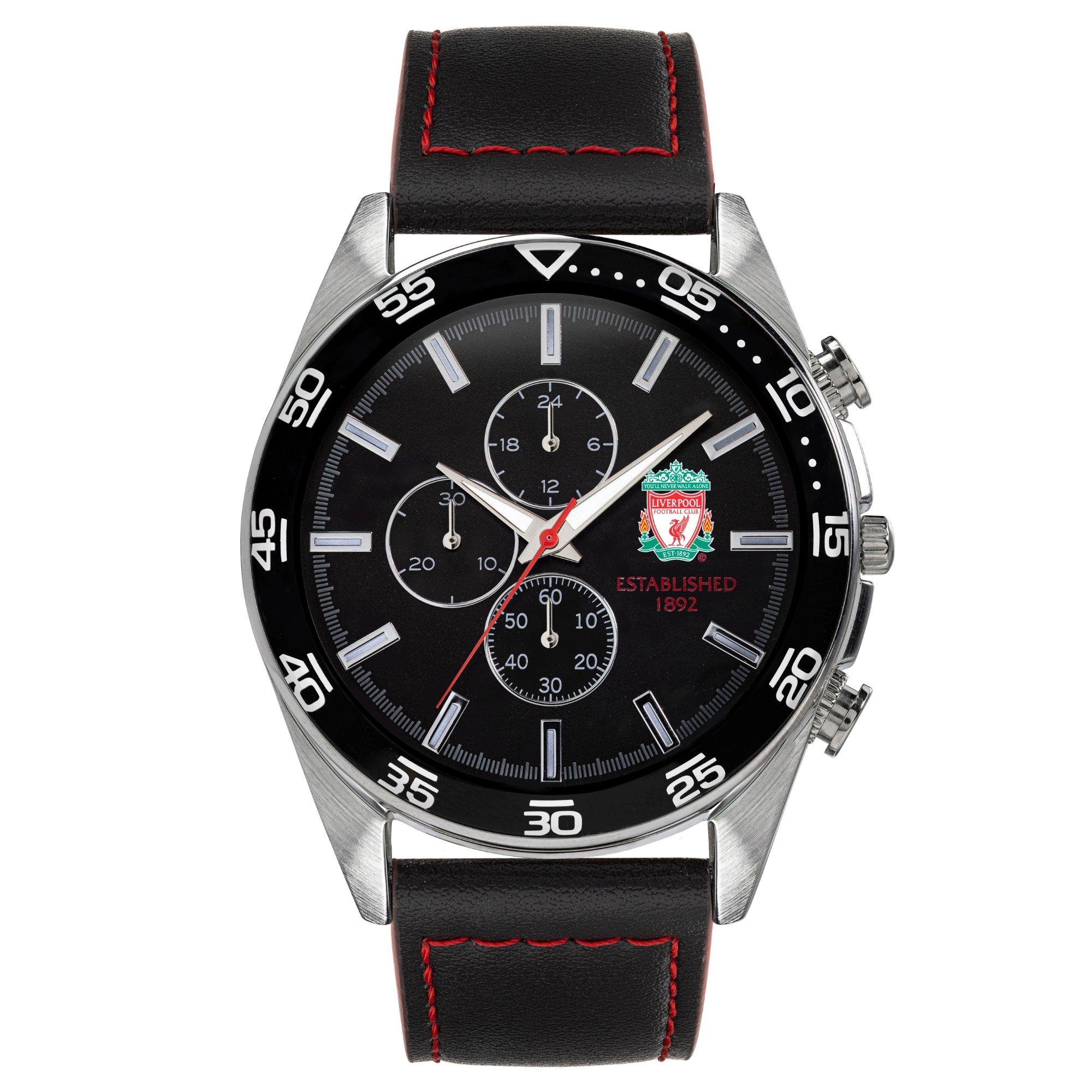 Black - Liverpool FC - Adults LFC Silver Chrono Watch with Black Strap - 1