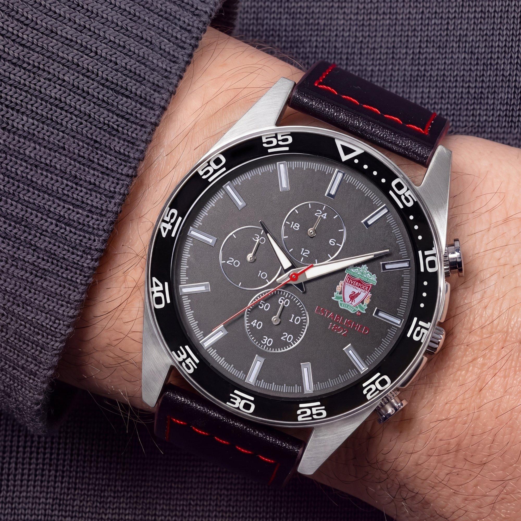 Black - Liverpool FC - Adults LFC Silver Chrono Watch with Black Strap - 2
