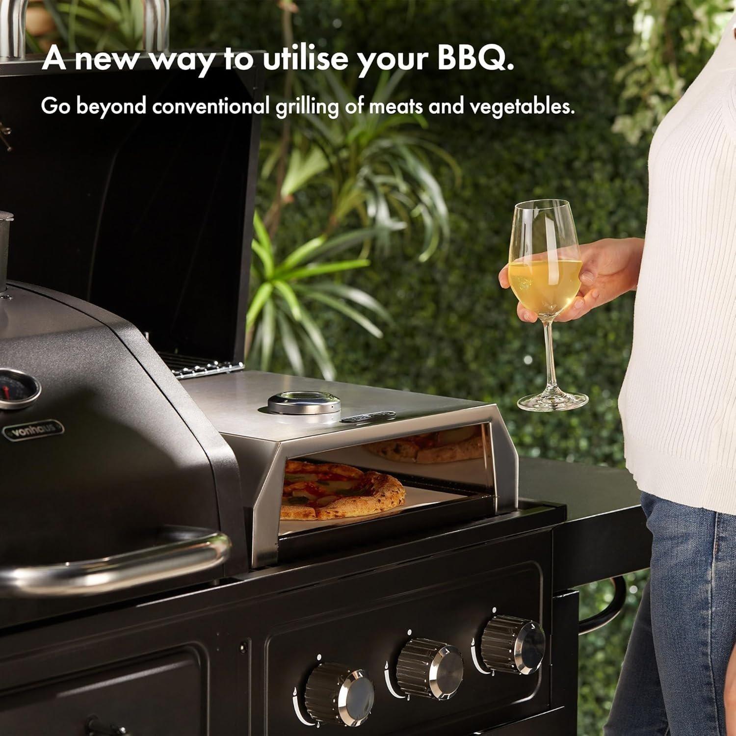 Grey - VonHaus - BBQ Grill Top Pizza Oven - 2