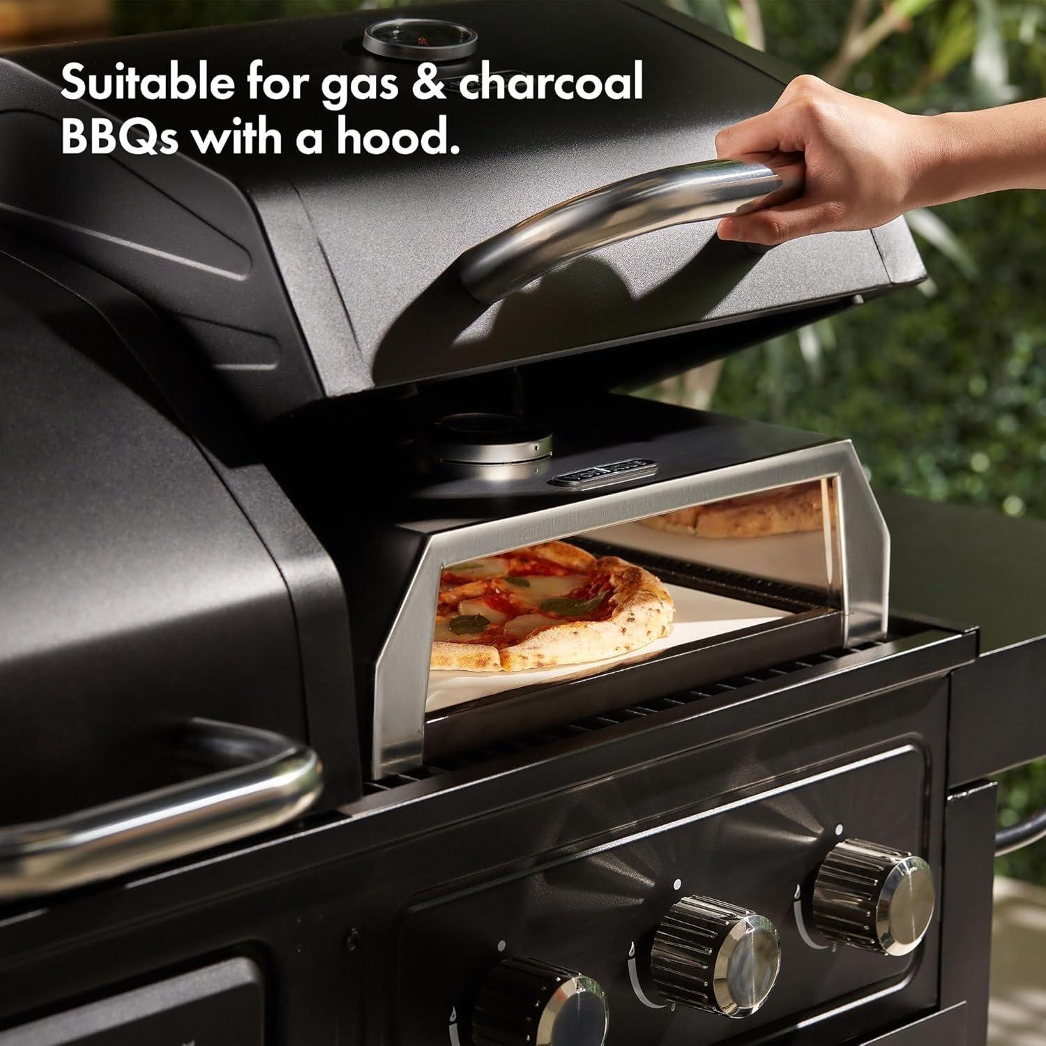 Grey - VonHaus - BBQ Grill Top Pizza Oven - 3