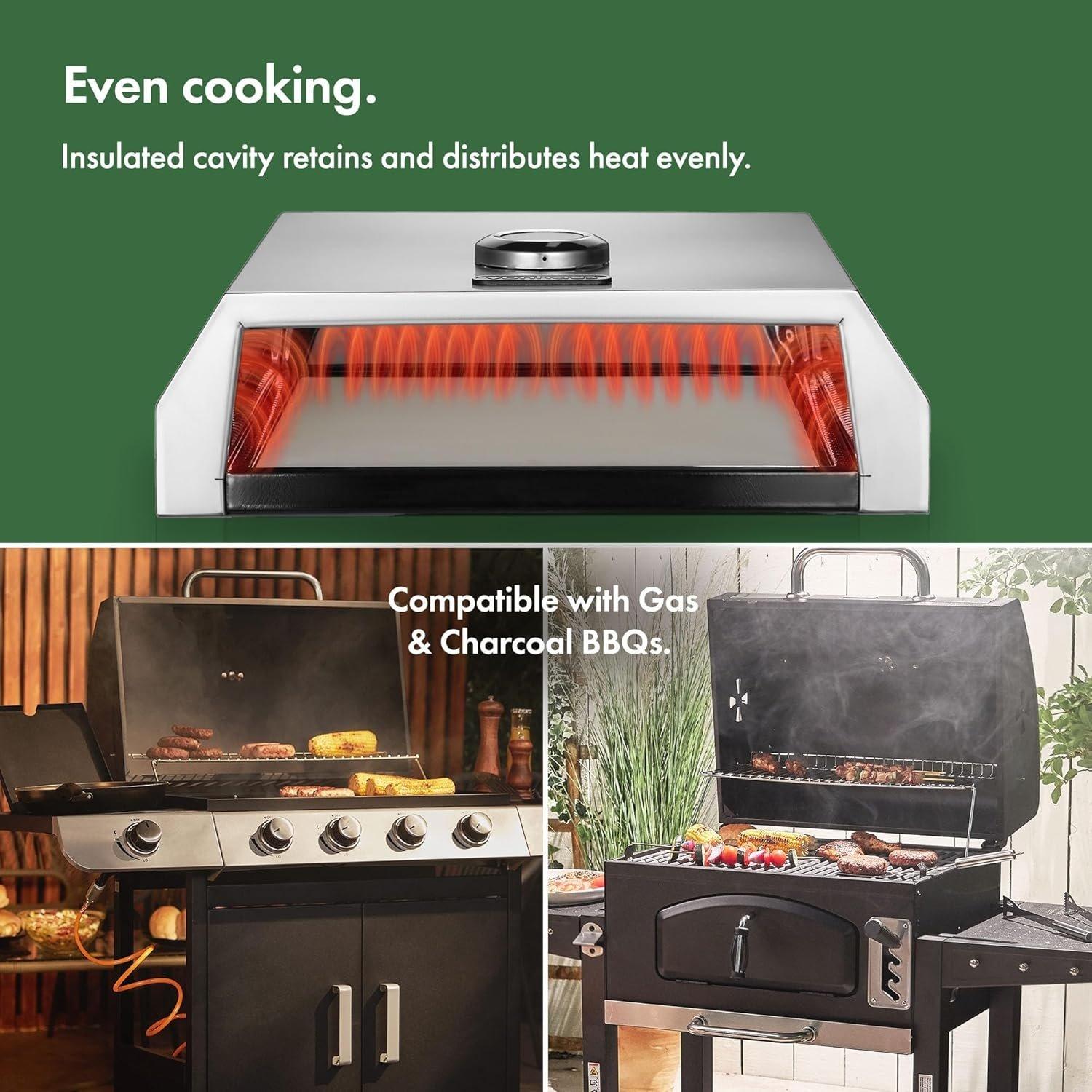 Grey - VonHaus - BBQ Grill Top Pizza Oven - 5