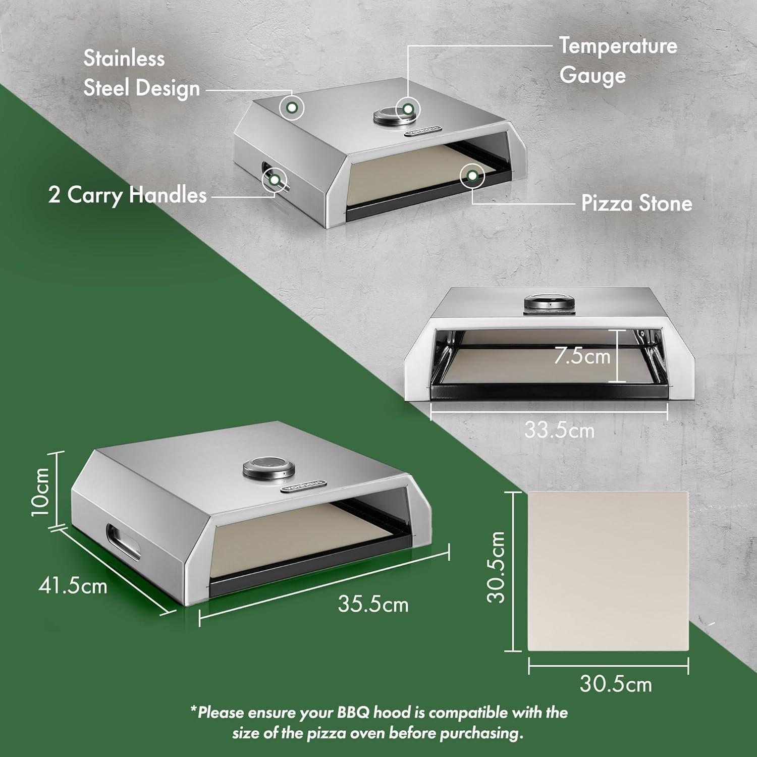 Grey - VonHaus - BBQ Grill Top Pizza Oven - 7