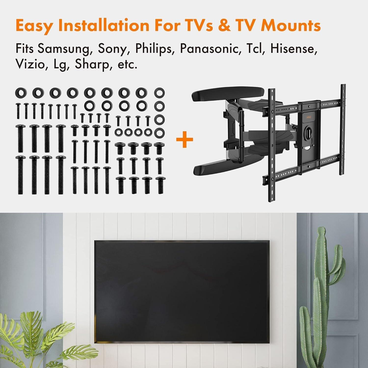 Black - VonHaus - Universal TV Mount Installation Screw Kit - 4