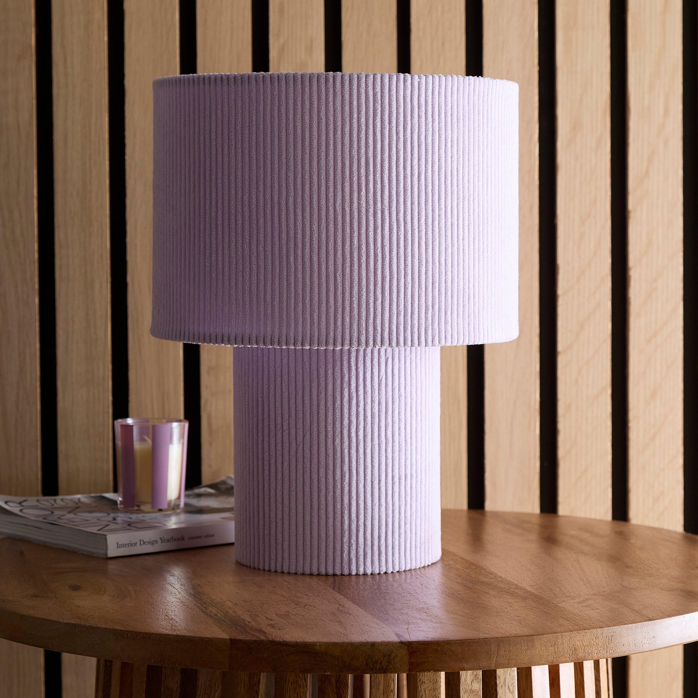Lilack - K Living - Tokyo Lilac Velvet Stripe Table Lamp - 1