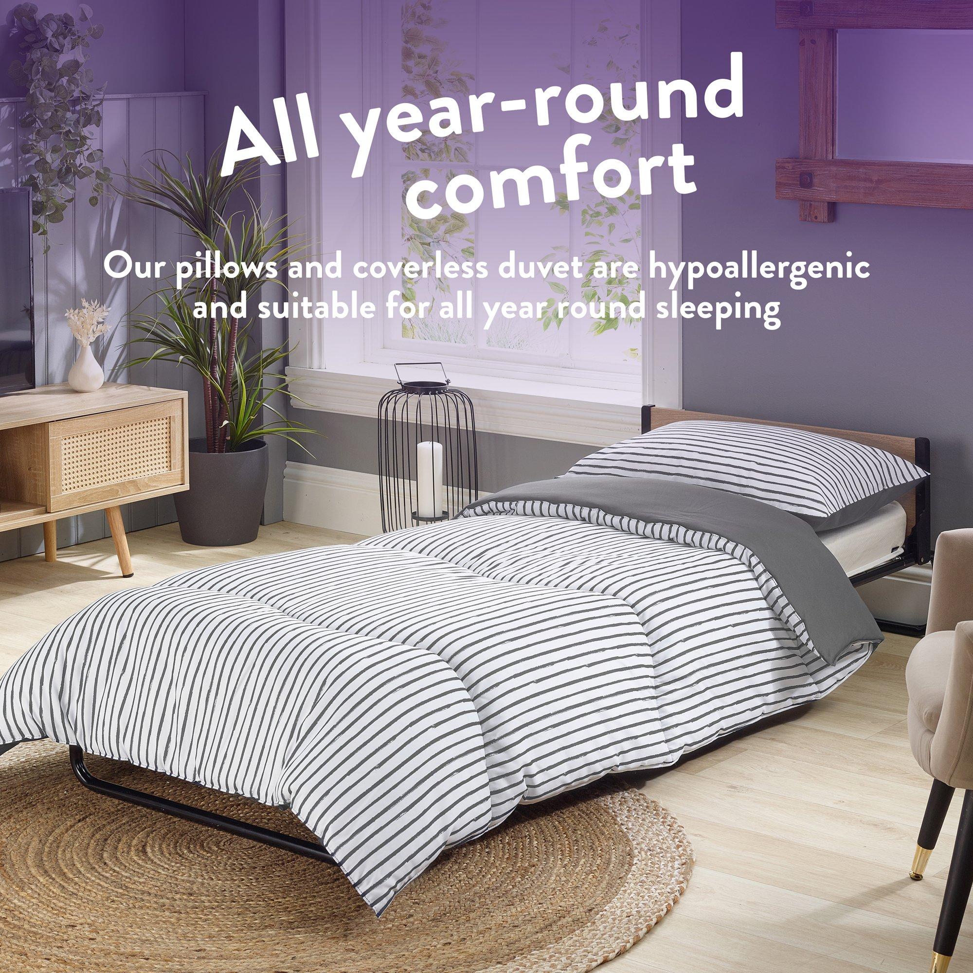 Grey Stripe - Slumberdown - Back to Uni Grey Printed Stripe Duvet + 2 Pillows - 6