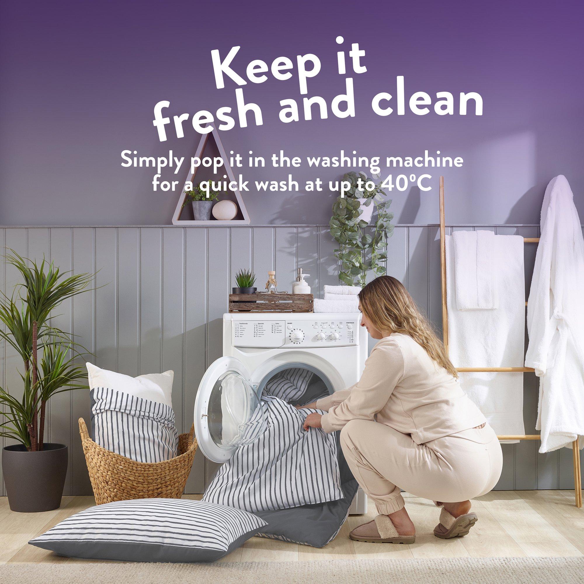 Grey Stripe - Slumberdown - Back to Uni Grey Printed Stripe Duvet + 2 Pillows - 7