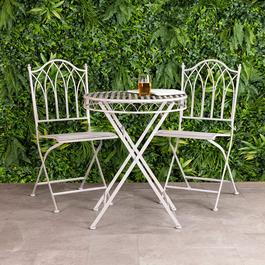 Charles Bentley WROUGHT IRON FEMININE BISTRO SET- GREY