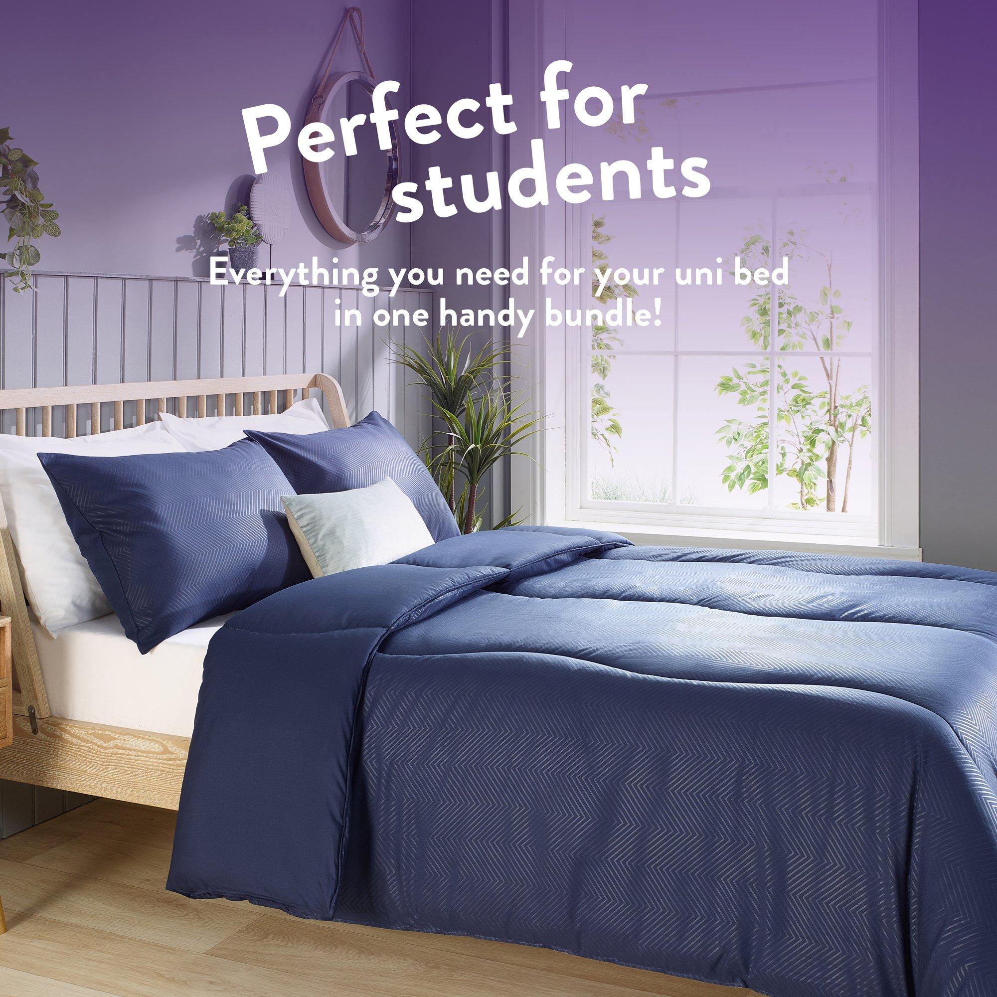 Herringbone - Slumberdown - Back to Uni Embossed Herringbone Duvet + 2 Pillows - 3