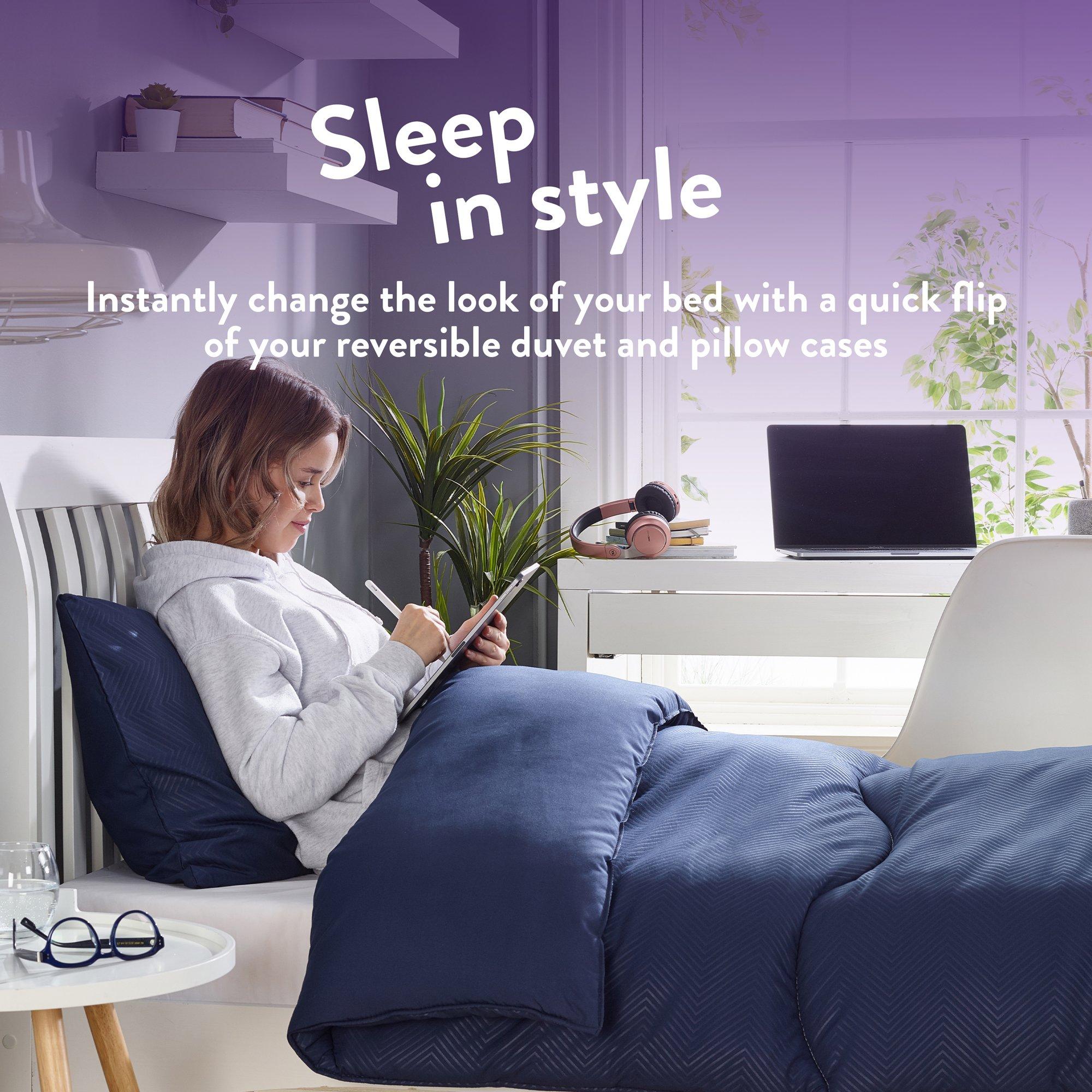 Herringbone - Slumberdown - Back to Uni Embossed Herringbone Duvet + 2 Pillows - 5