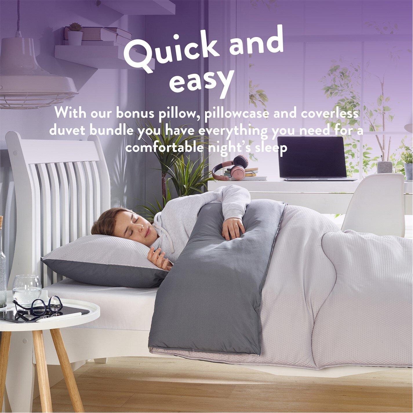 Embossed Waffle - Slumberdown - Back to Uni Embossed Waffle Duvet, 2 Pillows - 2