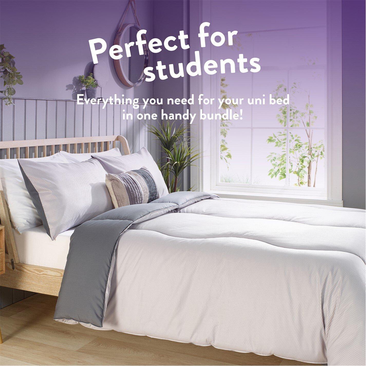 Embossed Waffle - Slumberdown - Back to Uni Embossed Waffle Duvet, 2 Pillows - 3