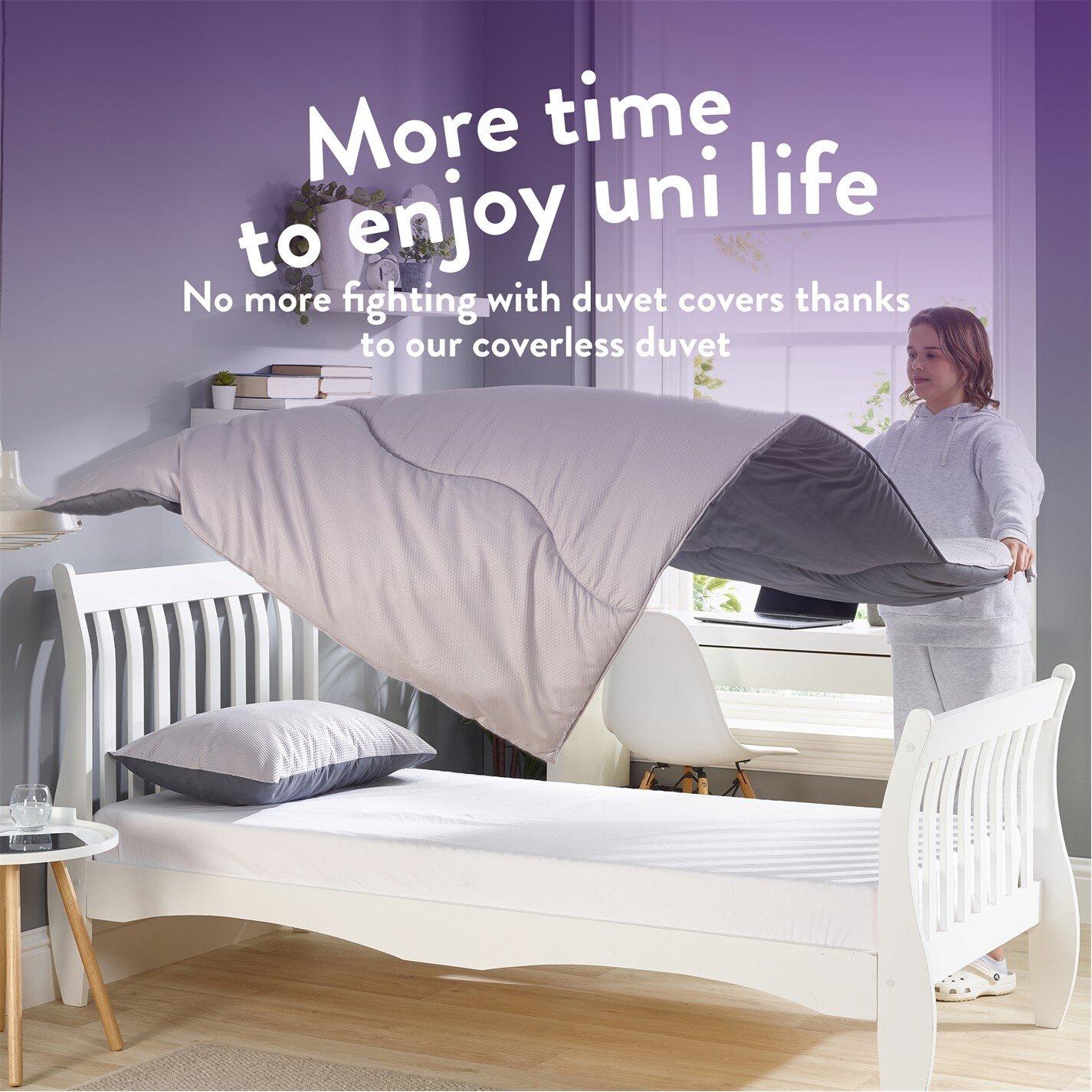 Embossed Waffle - Slumberdown - Back to Uni Embossed Waffle Duvet, 2 Pillows - 4