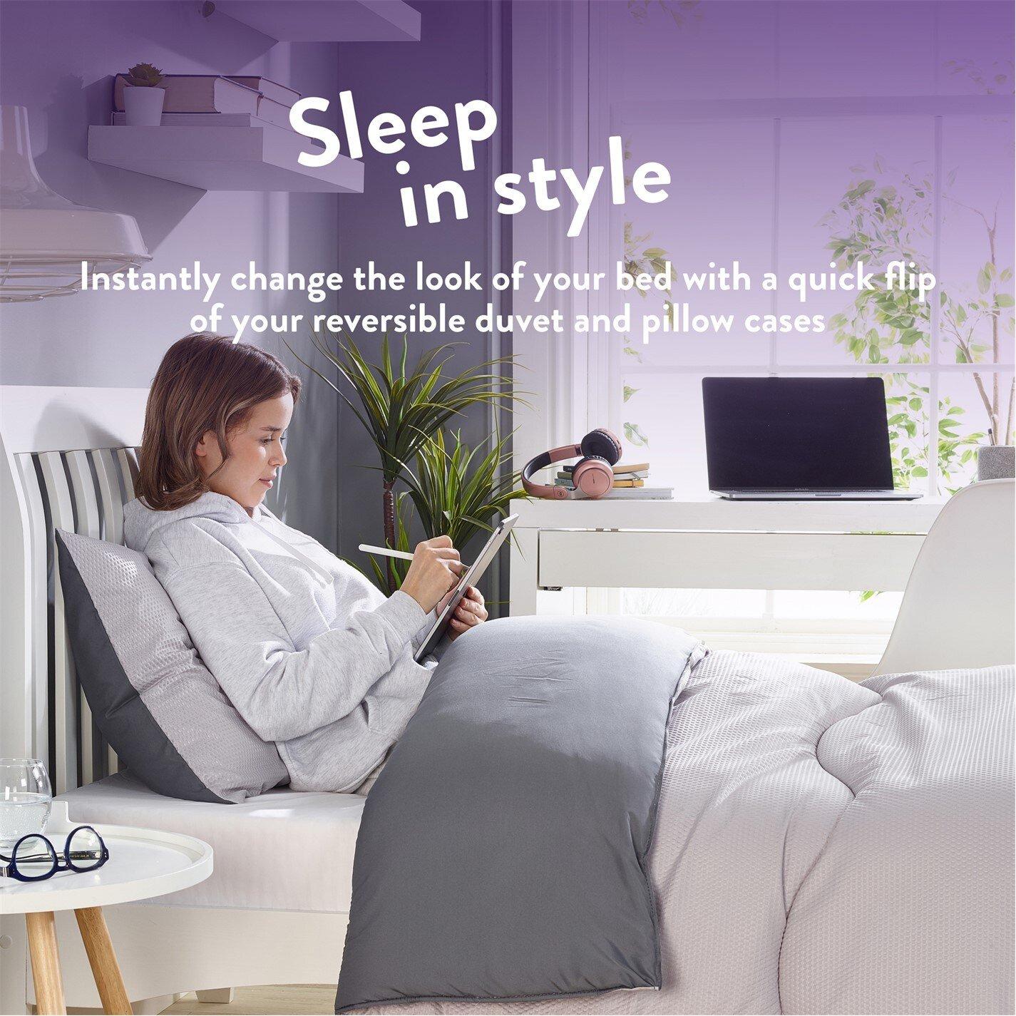 Embossed Waffle - Slumberdown - Back to Uni Embossed Waffle Duvet, 2 Pillows - 5