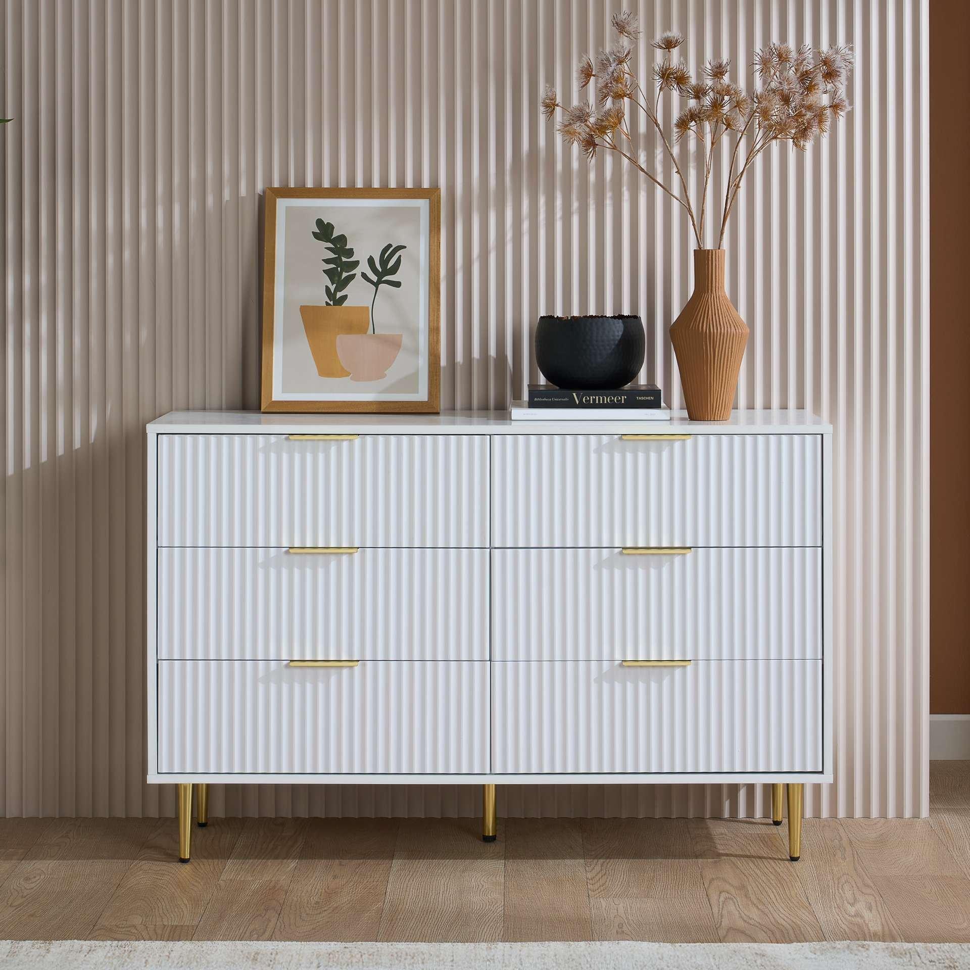 White - Birlea - Zara 6 Drawer Fluted Chest - 1