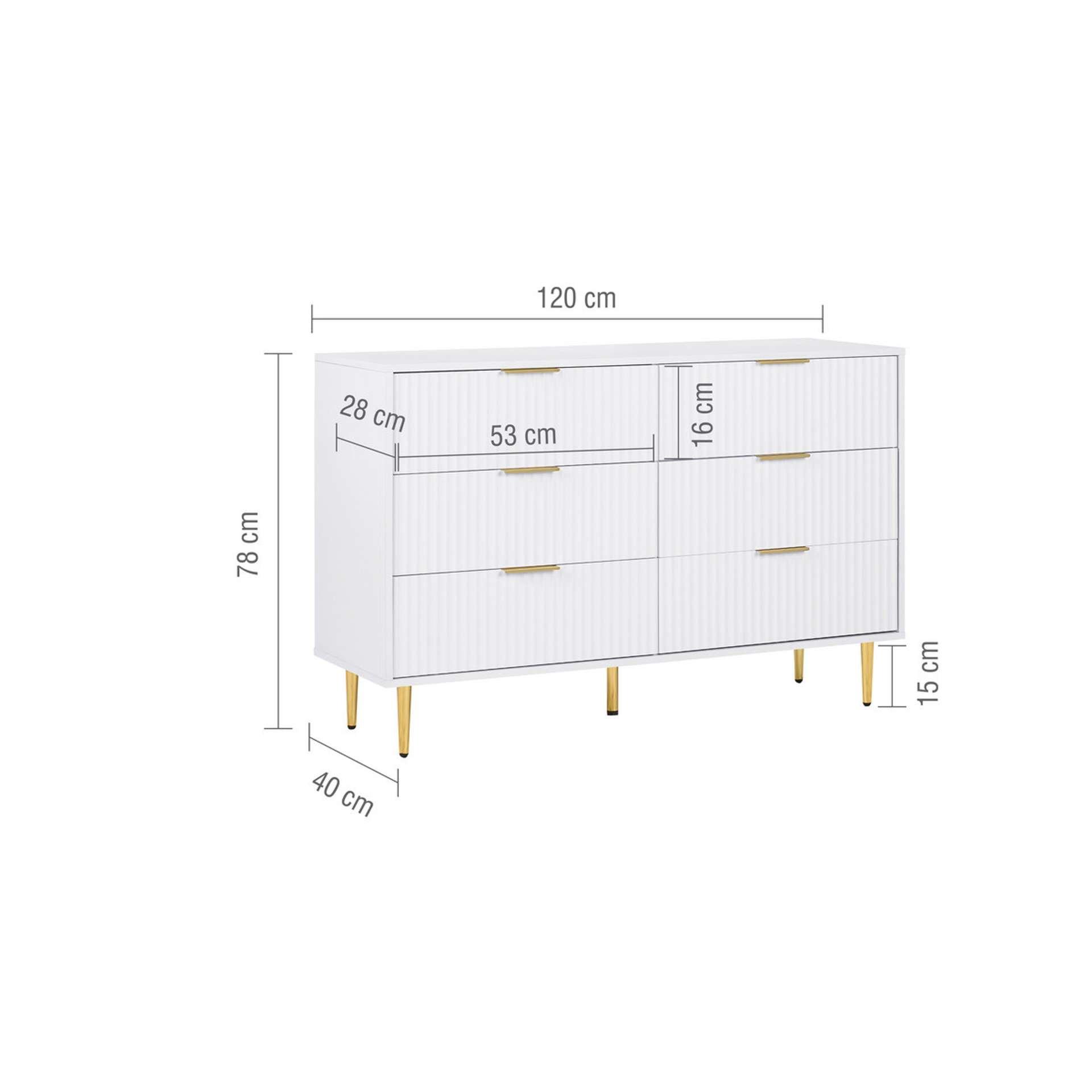 White - Birlea - Zara 6 Drawer Fluted Chest - 10