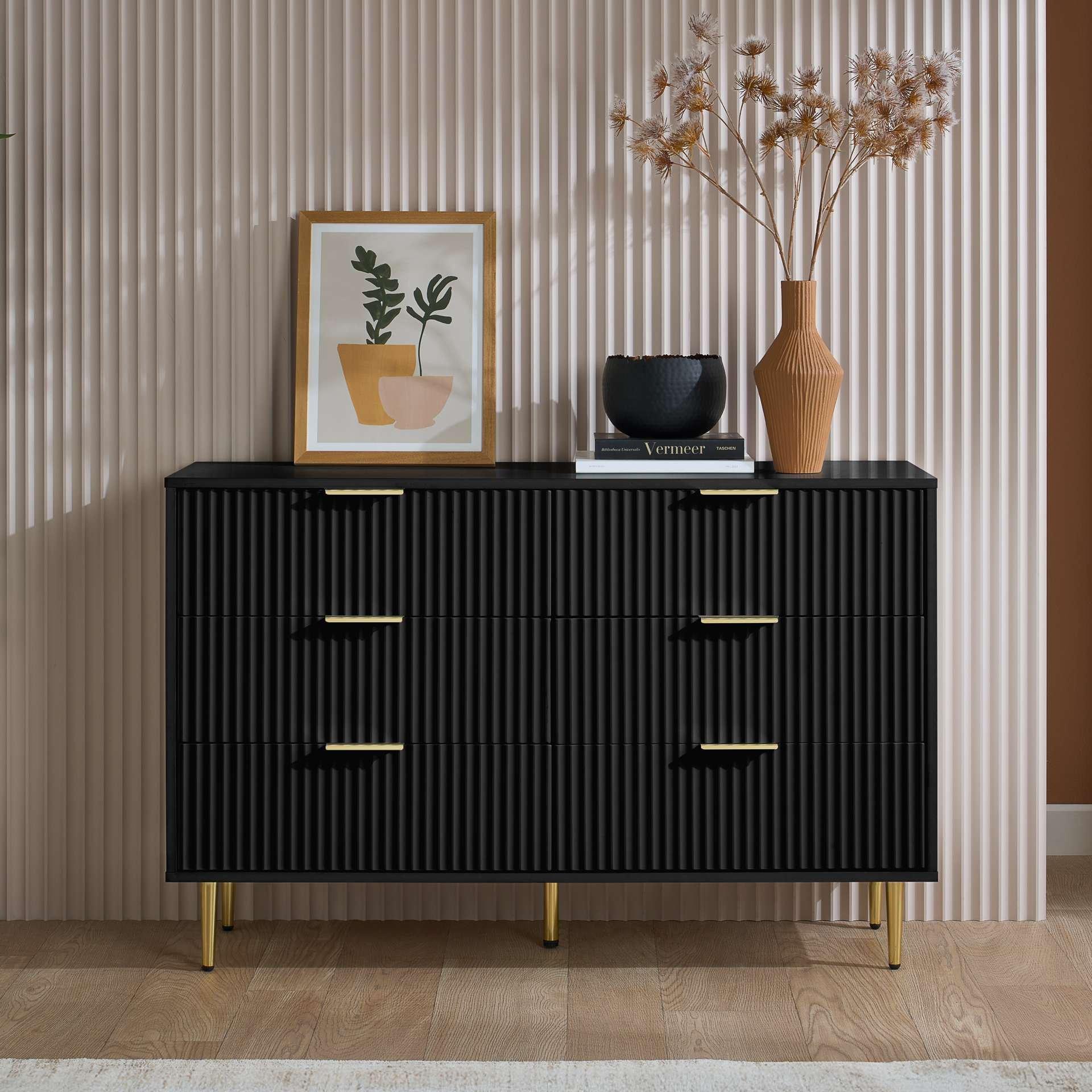 Birlea  Zara 6 Drawer Fluted Chest - Black
