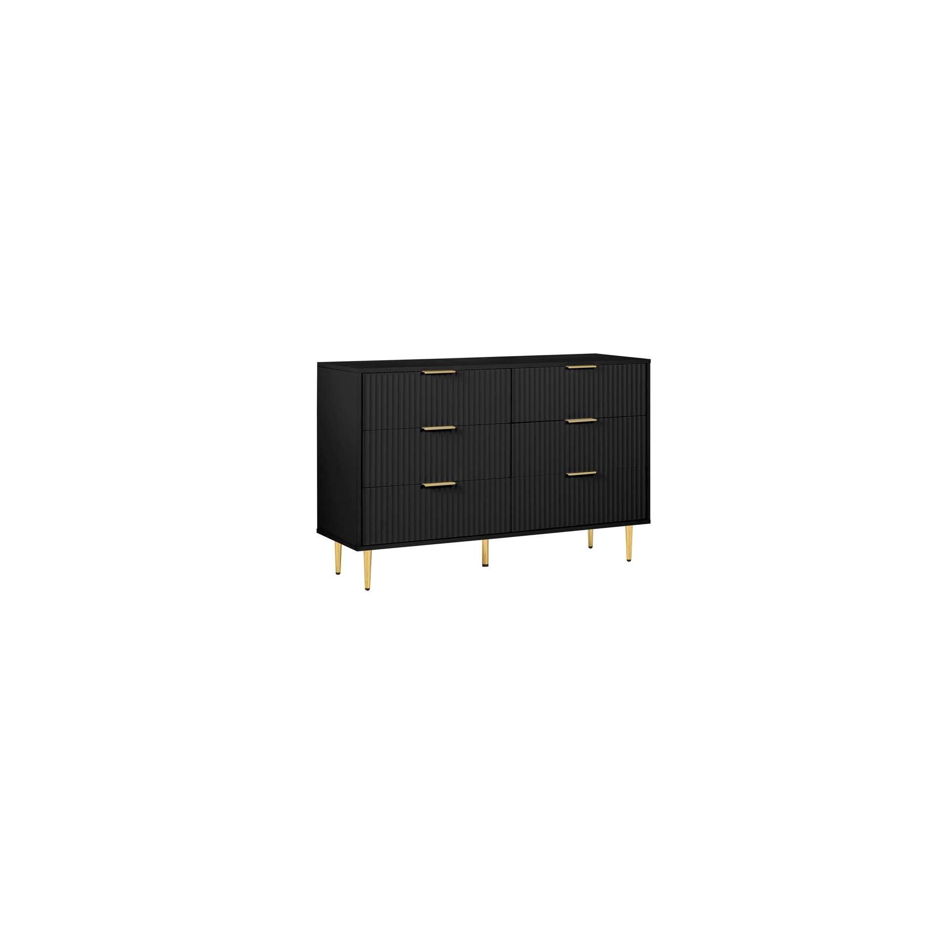 Black - Birlea - Zara 6 Drawer Fluted Chest - 6