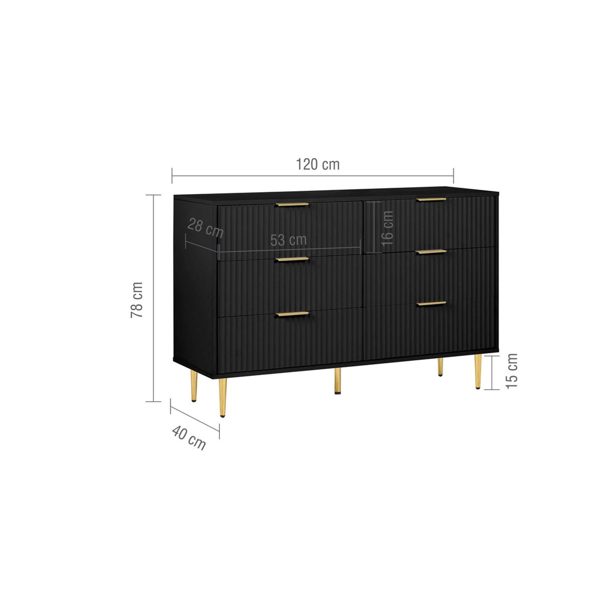 Black - Birlea - Zara 6 Drawer Fluted Chest - 10