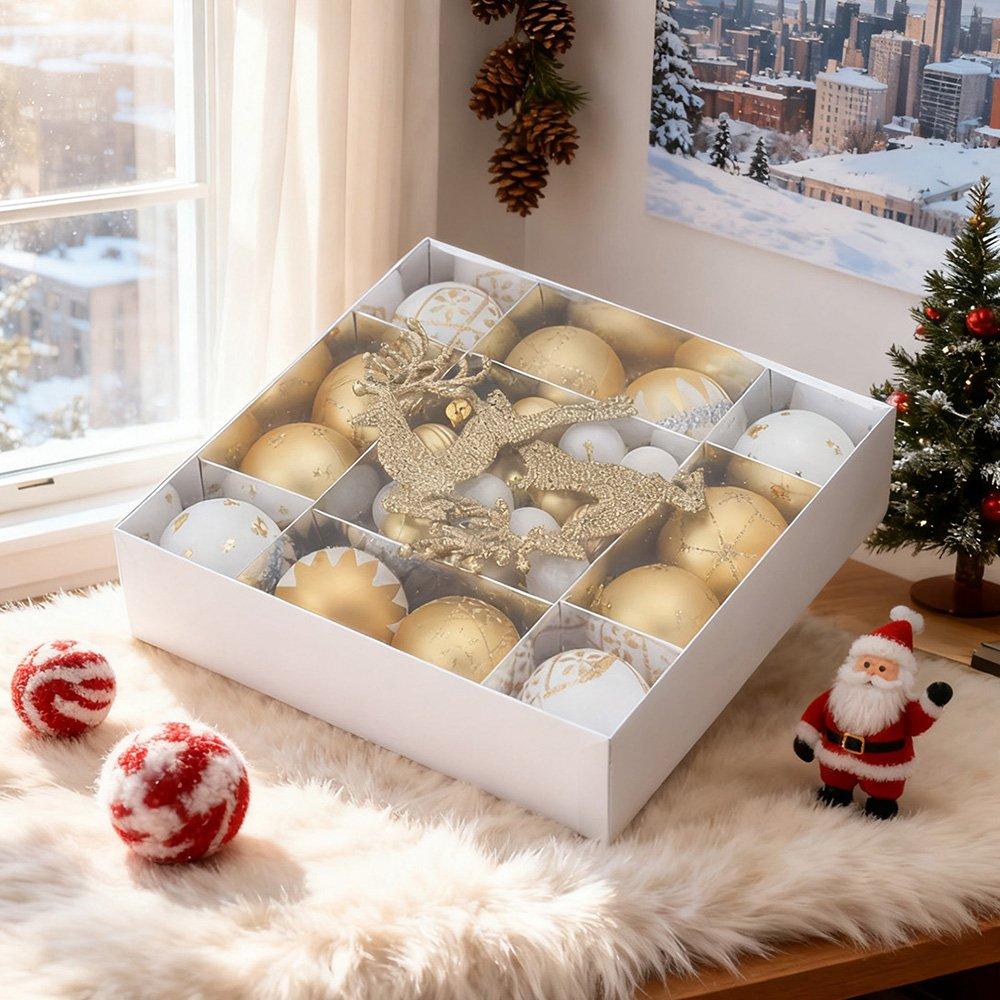 Gold/White - LIFE IDEAS - 40pcs Christmas Ornaments for Christmas Tree - 1