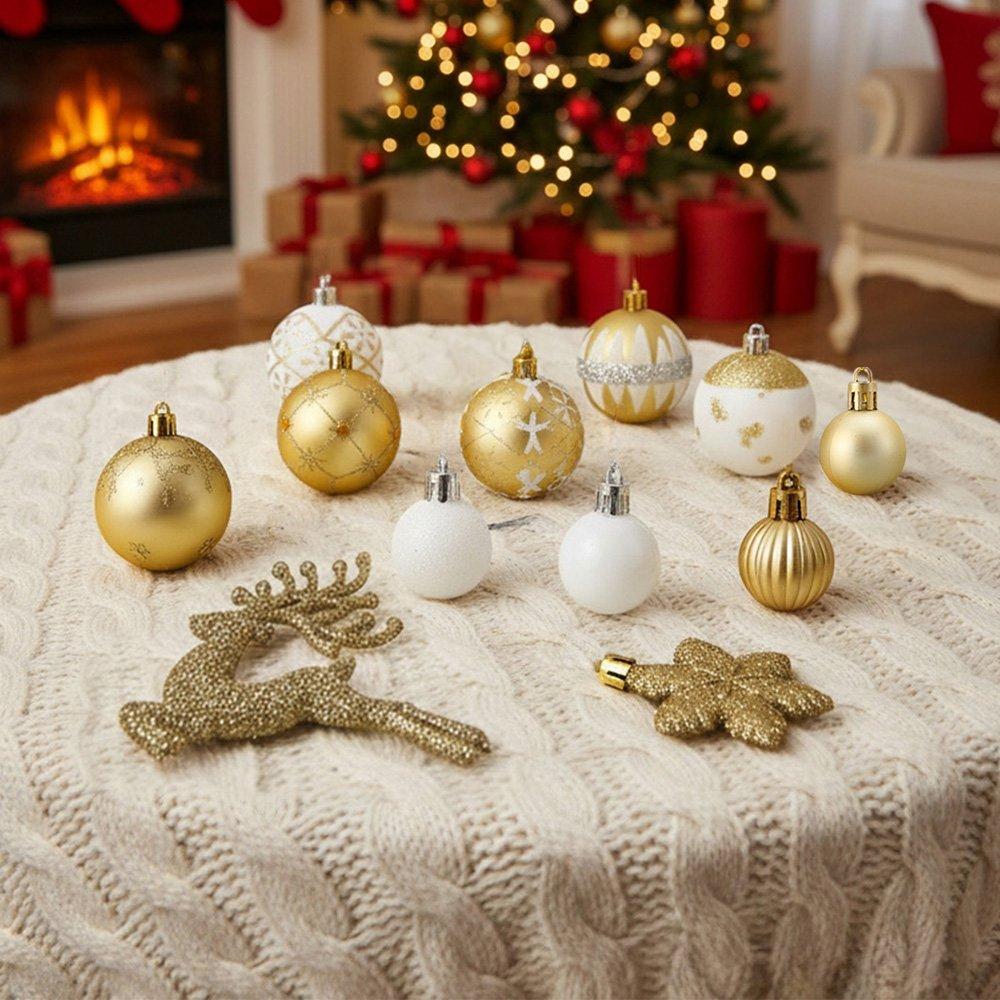 Gold/White - LIFE IDEAS - 40pcs Christmas Ornaments for Christmas Tree - 4